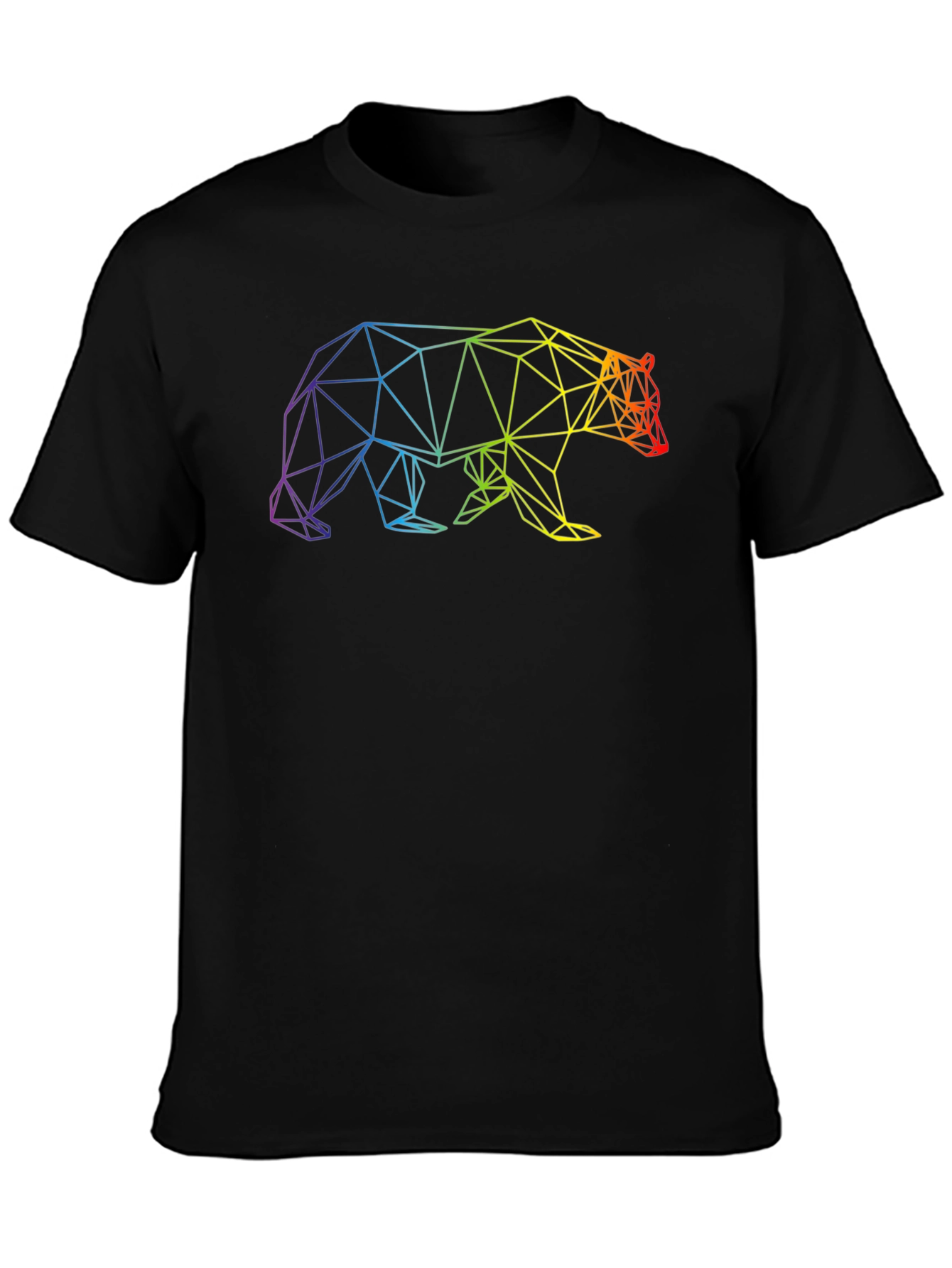 Geometric Bear Graphic T-Shirt - Rainbow Design
