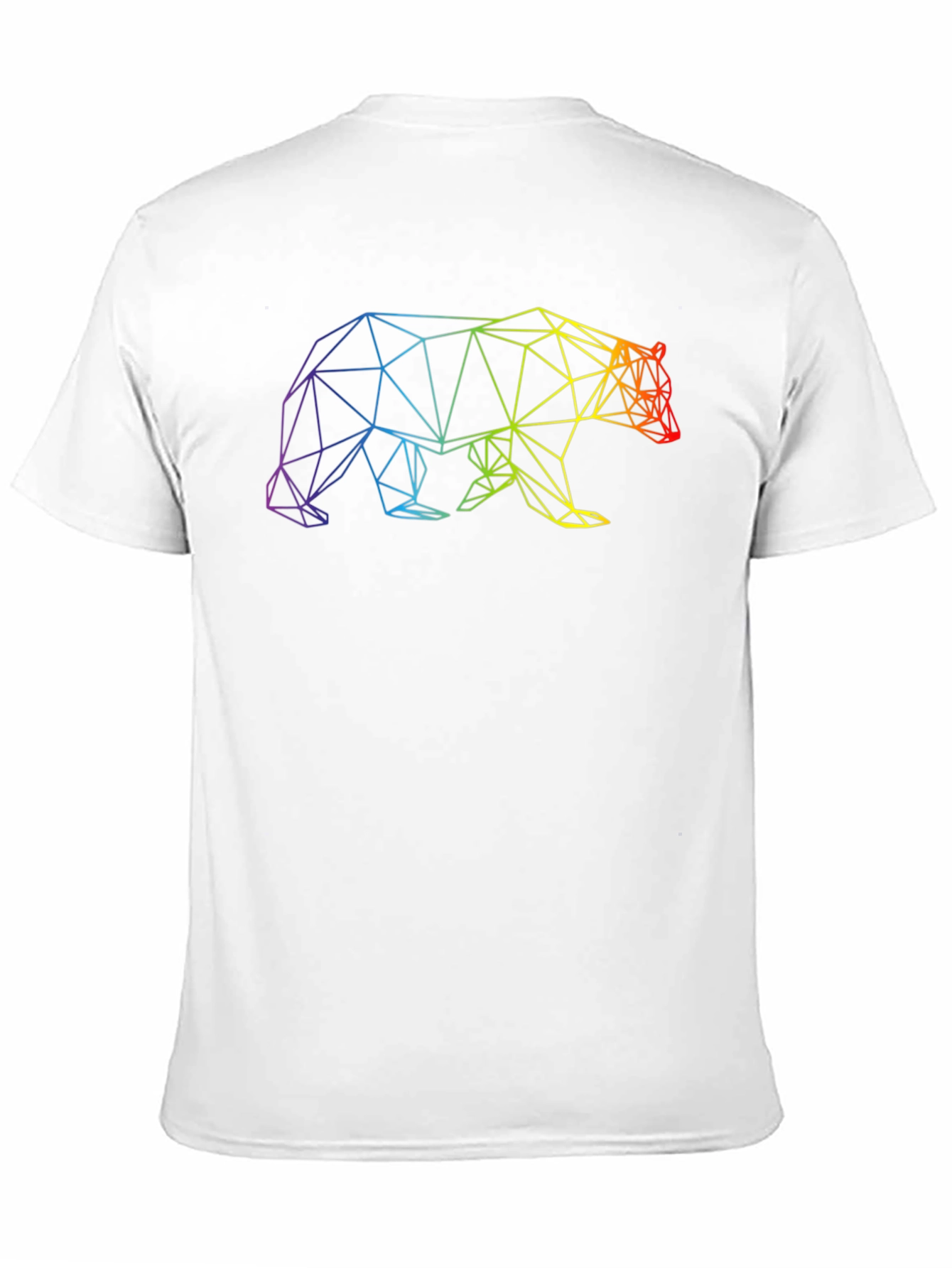 Geometric Bear Graphic T-Shirt - Rainbow Design
