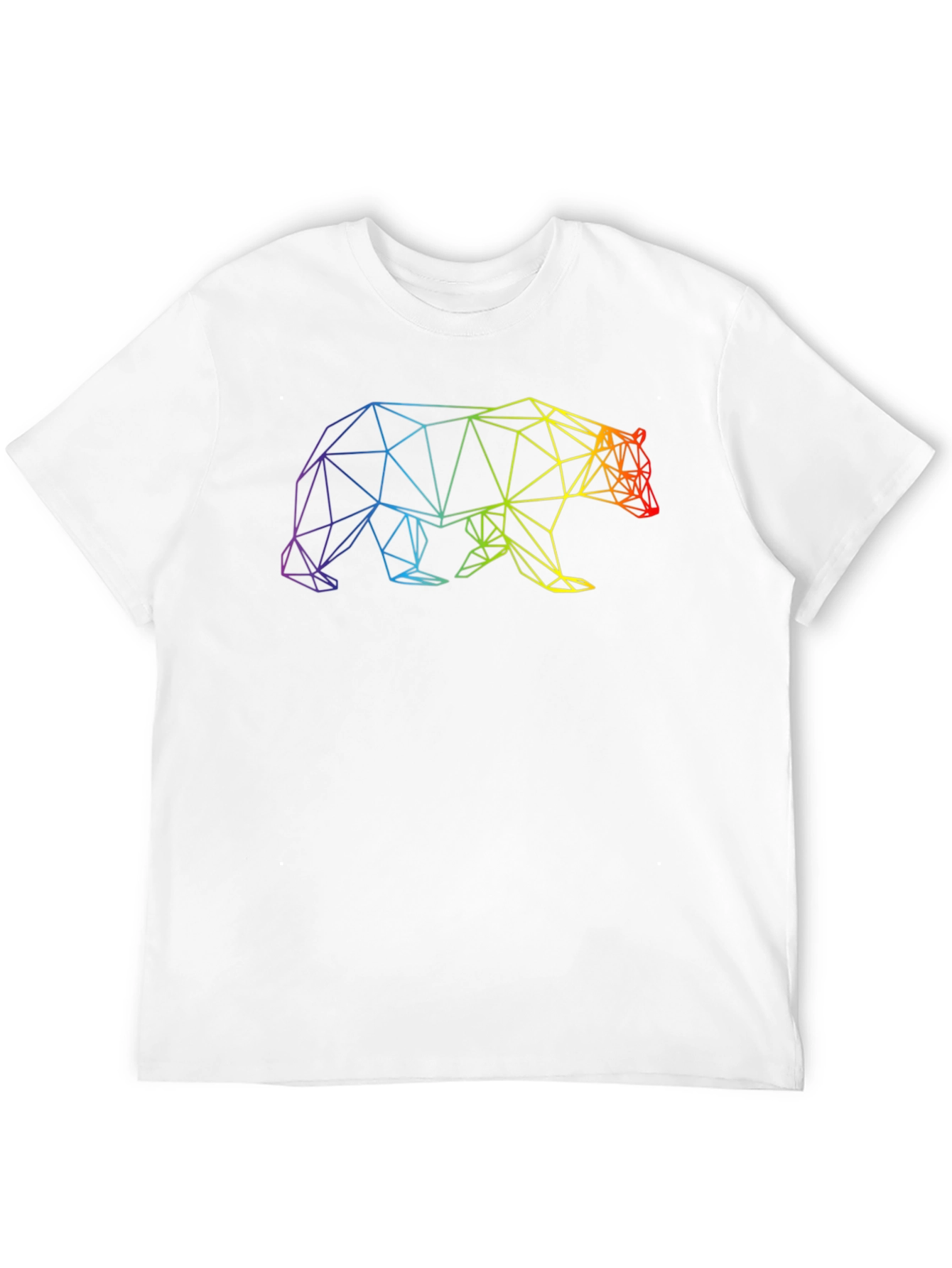 Geometric Bear Graphic T-Shirt - Rainbow Design