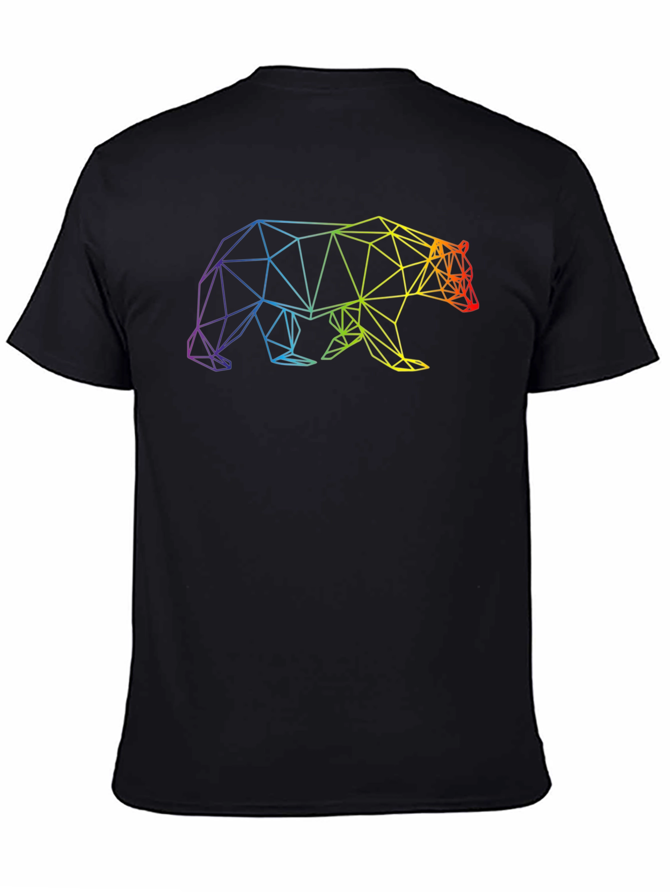Geometric Bear Graphic T-Shirt - Rainbow Design