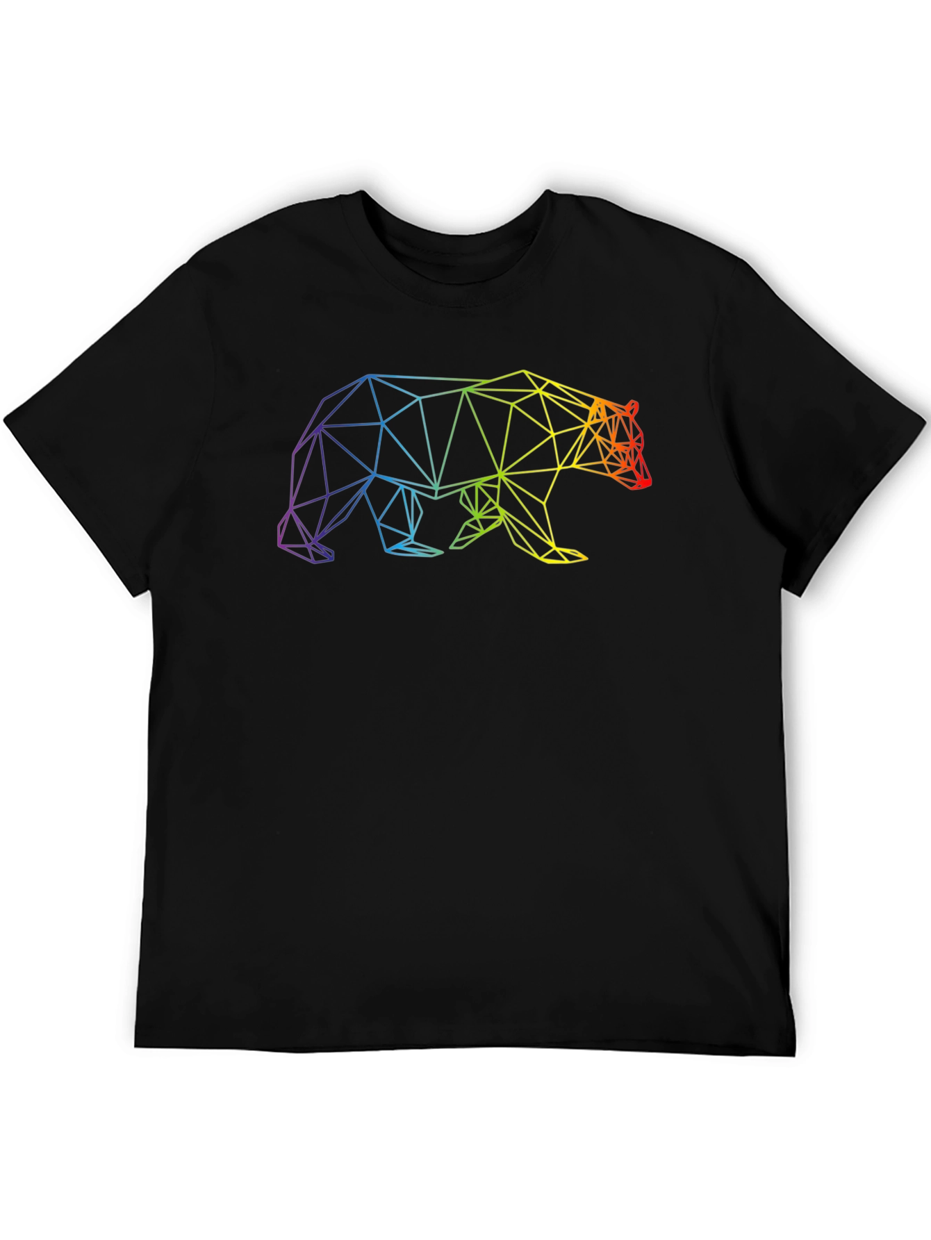 Geometric Bear Graphic T-Shirt - Rainbow Design