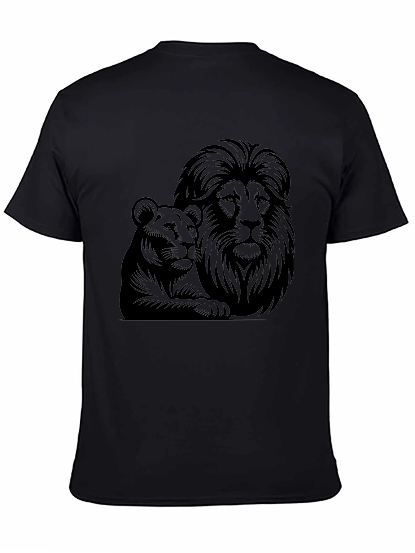 Lion & Lioness Graphic Tee - Black Unisex T-Shirt