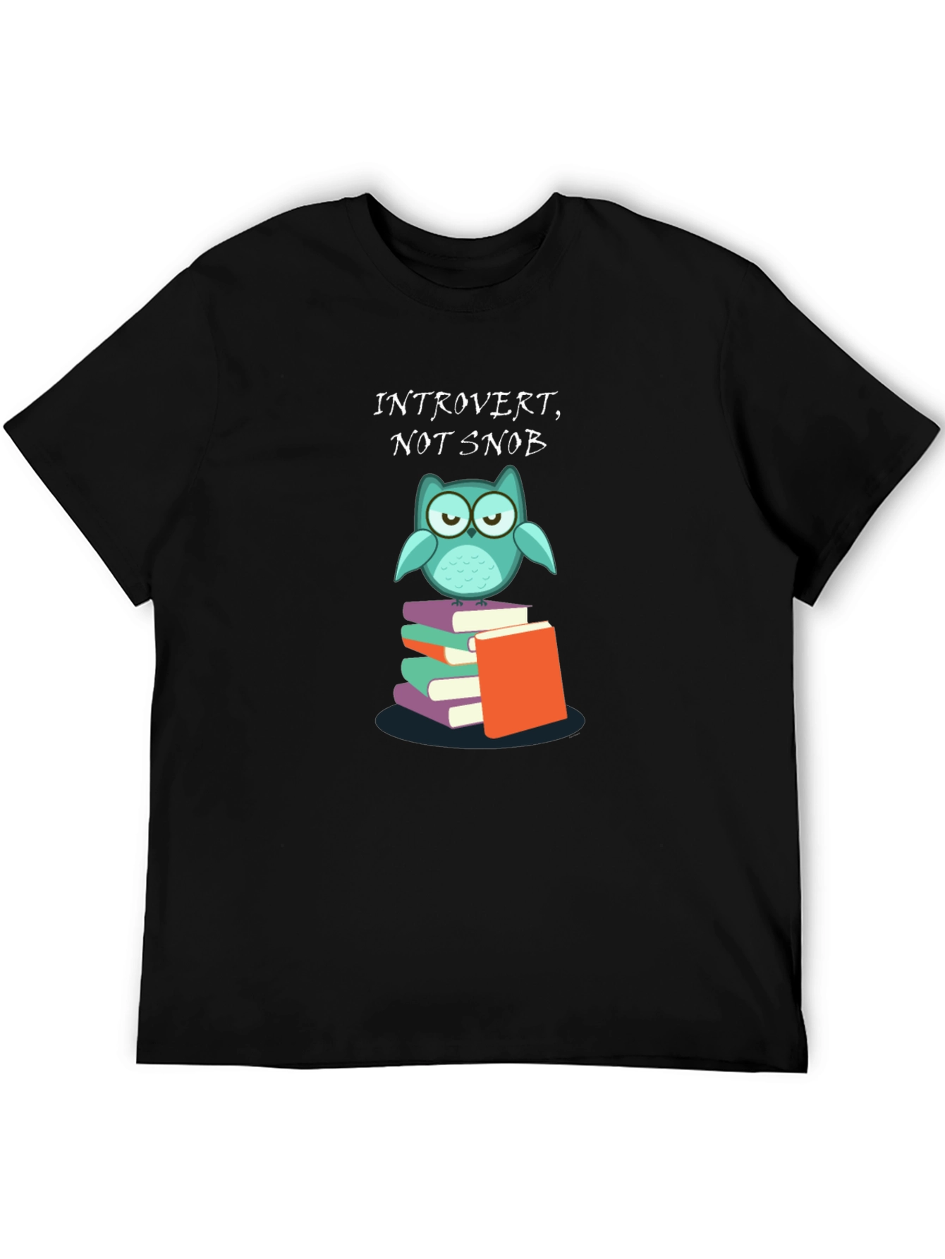Introvert Not Snob Owl on Books T-Shirt