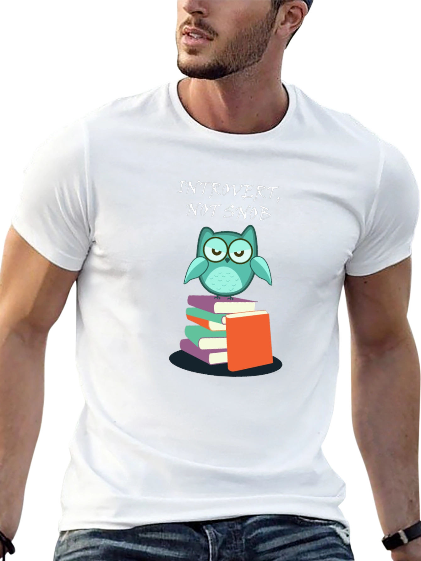 Introvert Not Snob Owl on Books T-Shirt