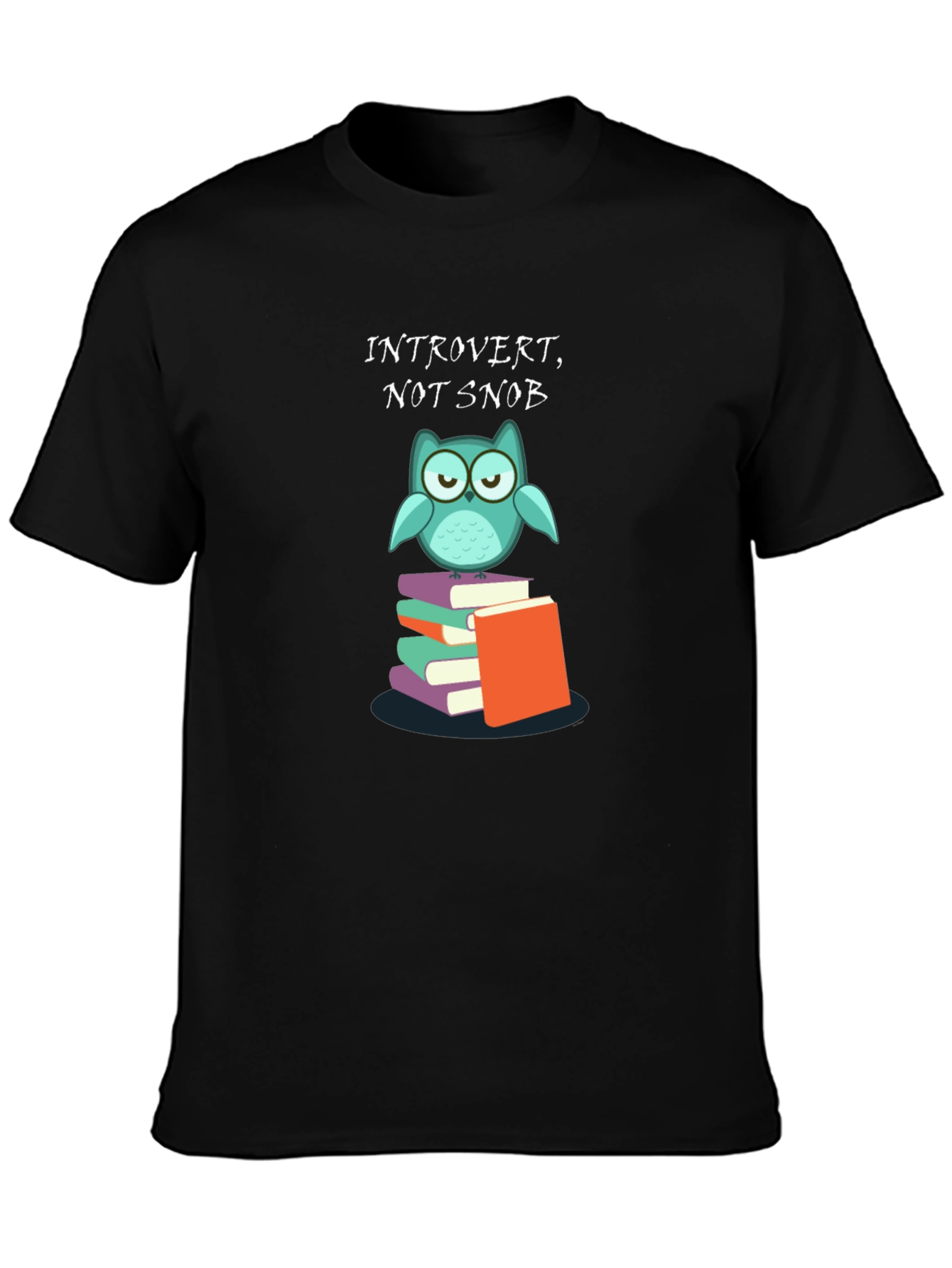 Introvert Not Snob Owl on Books T-Shirt