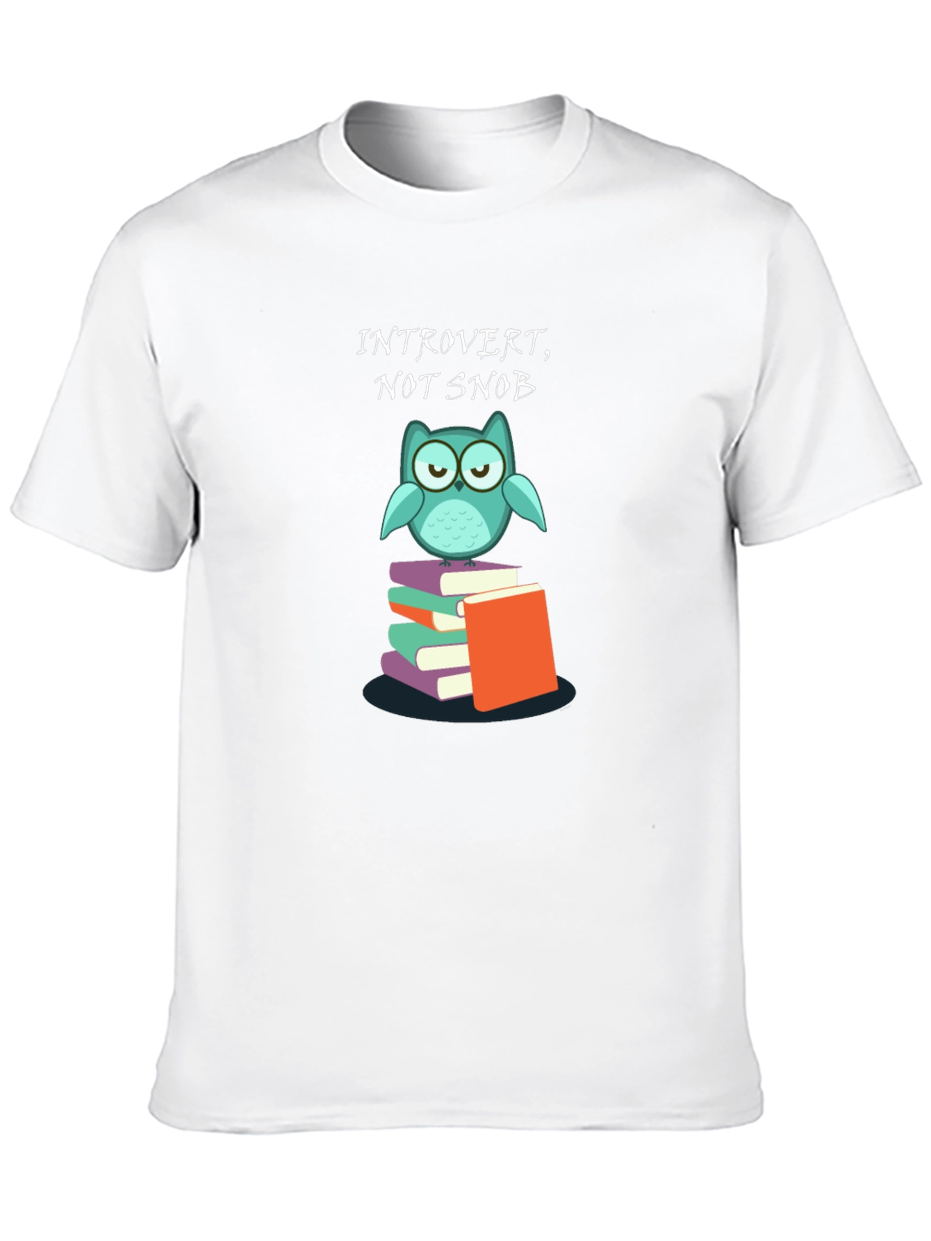 Introvert Not Snob Owl on Books T-Shirt