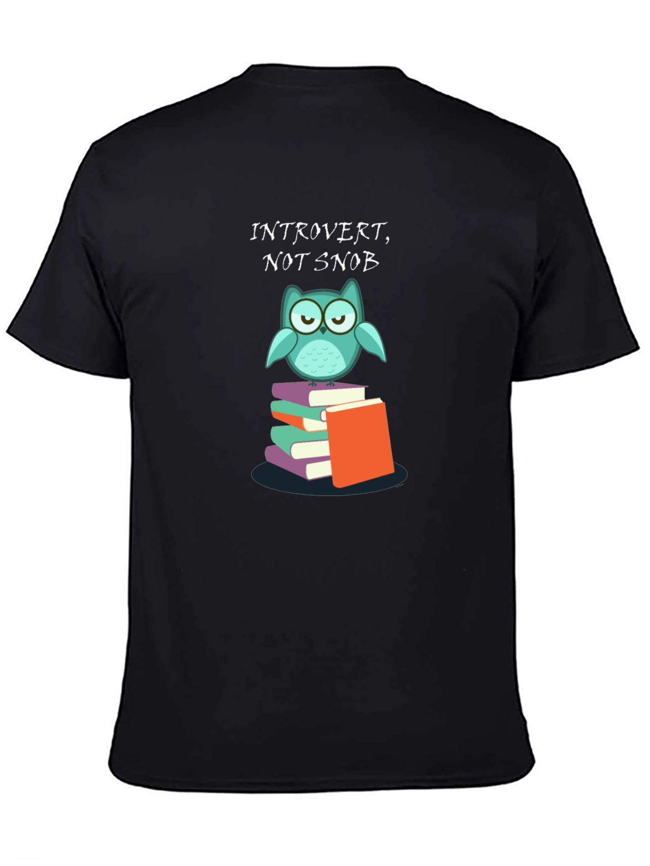 Introvert Not Snob Owl on Books T-Shirt