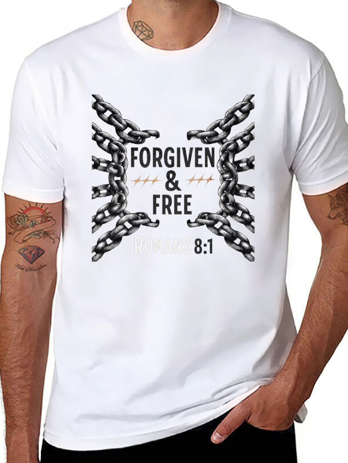 Forgiven & Free Romans 8:1 Graphic T-Shirt