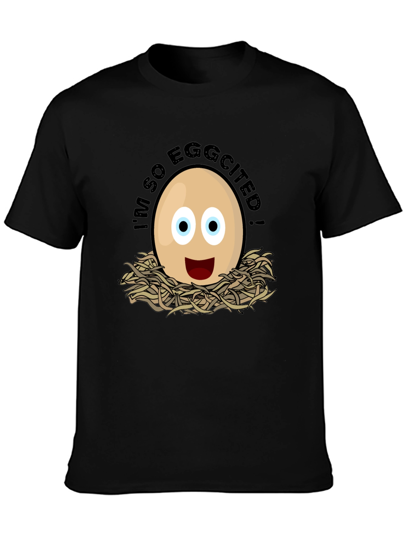 Eggcited Humor Graphic T-Shirt