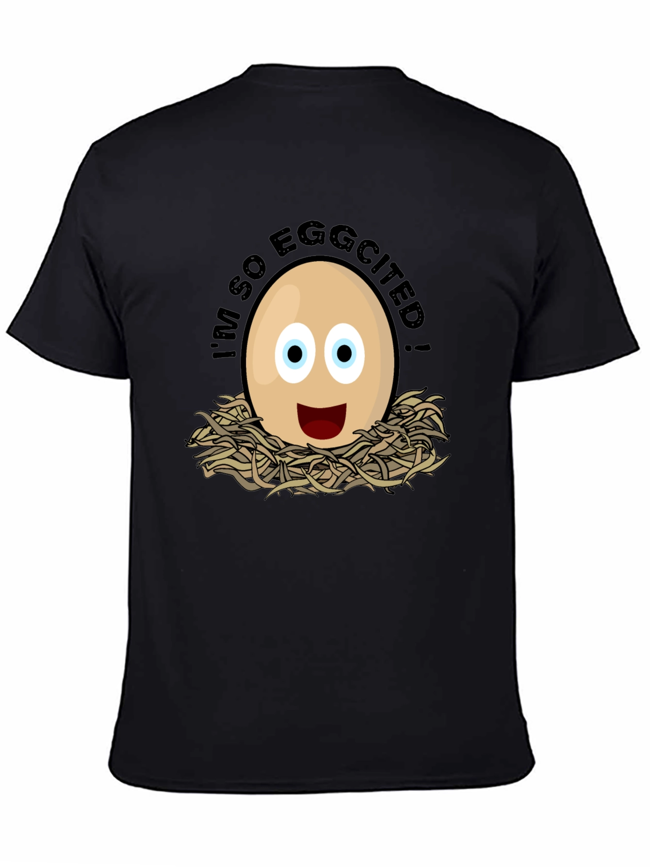 Eggcited Humor Graphic T-Shirt