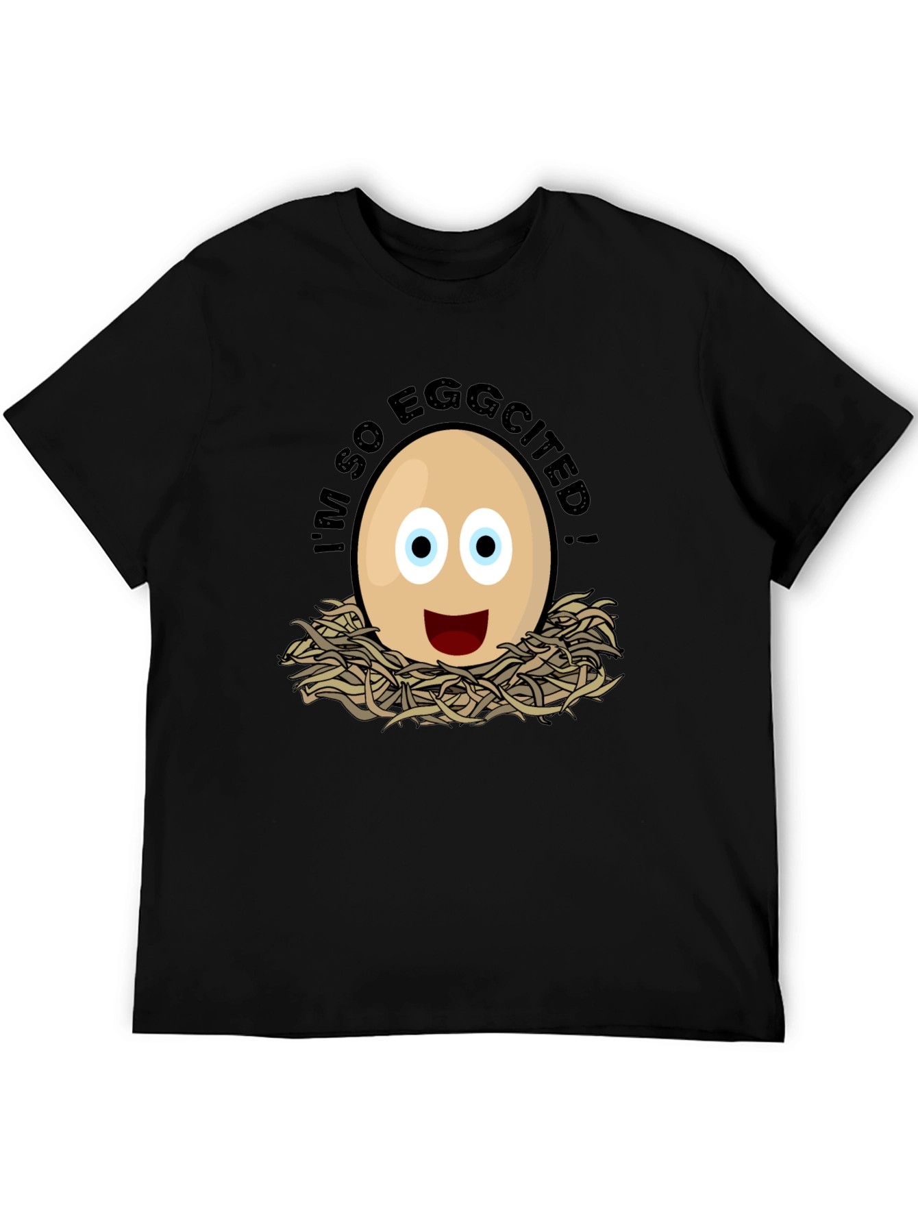 Eggcited Humor Graphic T-Shirt