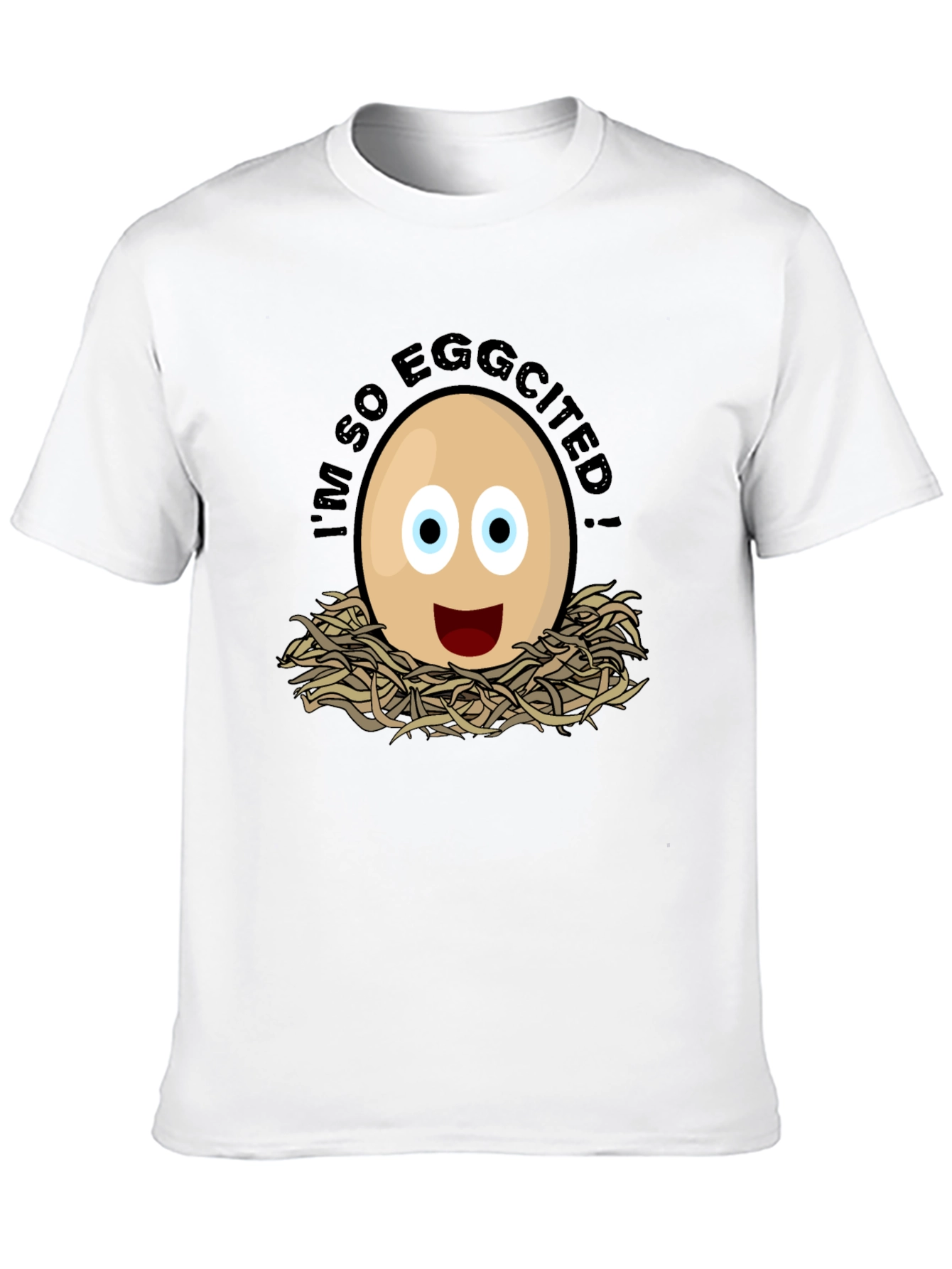 Eggcited Humor Graphic T-Shirt