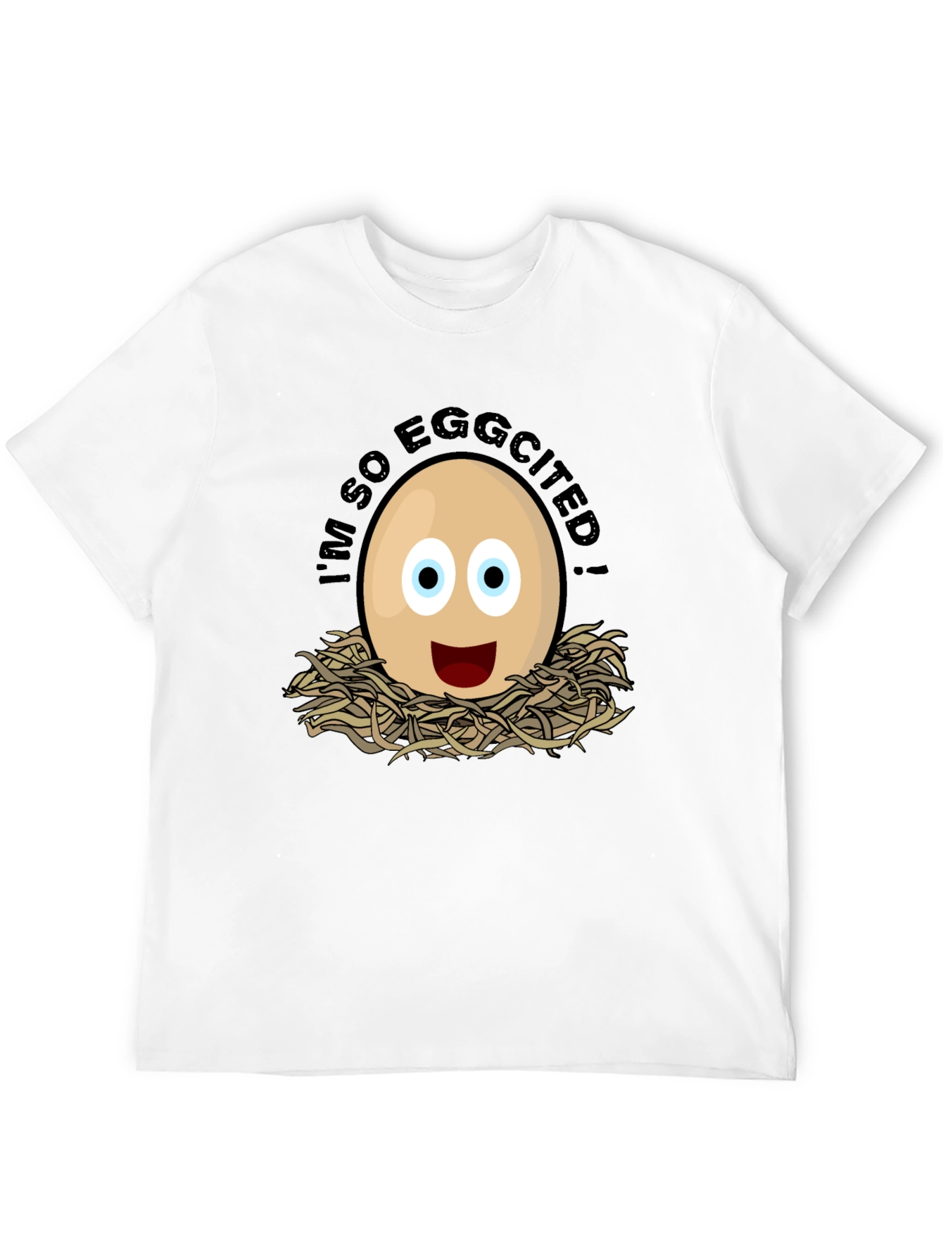 Eggcited Humor Graphic T-Shirt