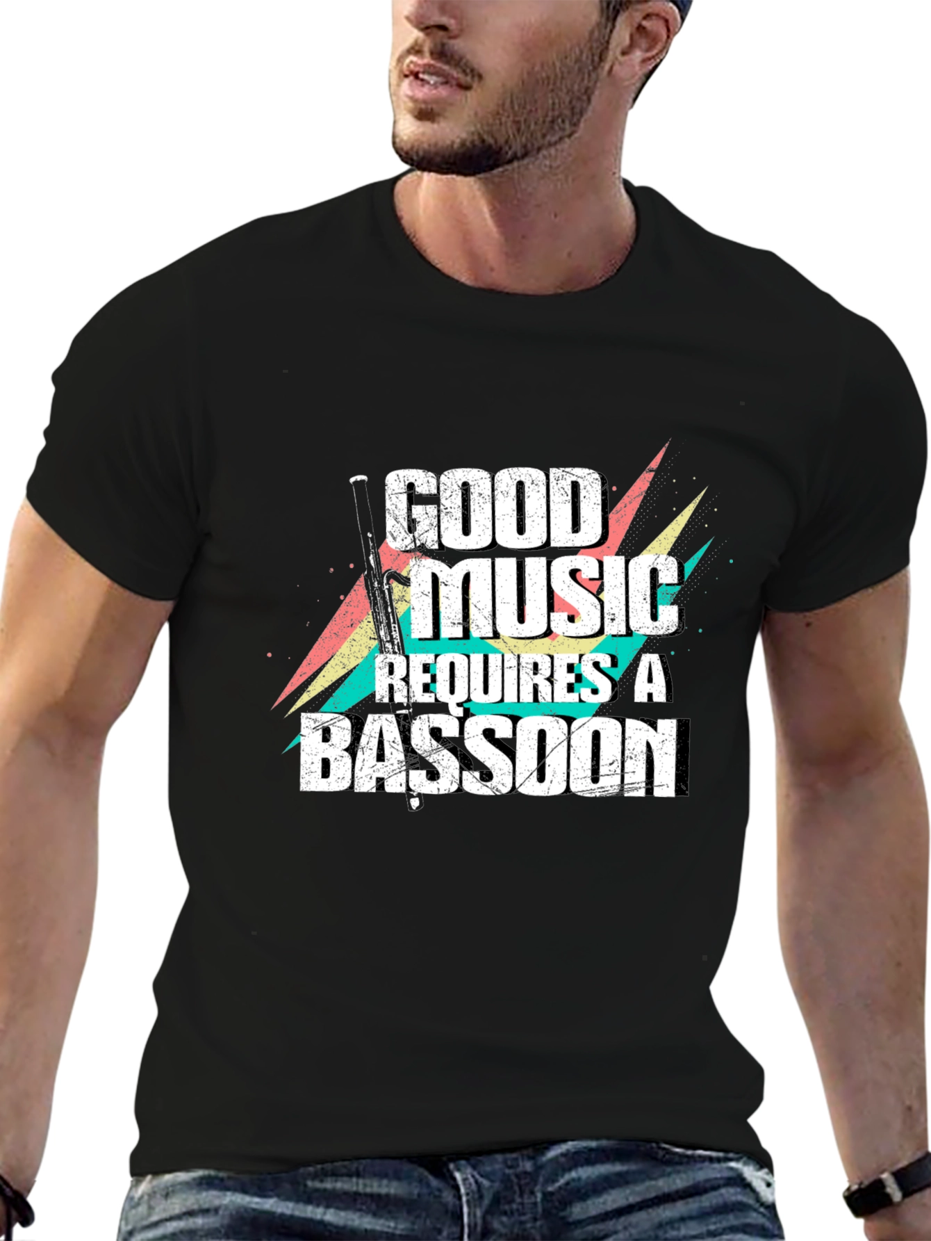 Good Music Requires a Bassoon Black T-Shirt