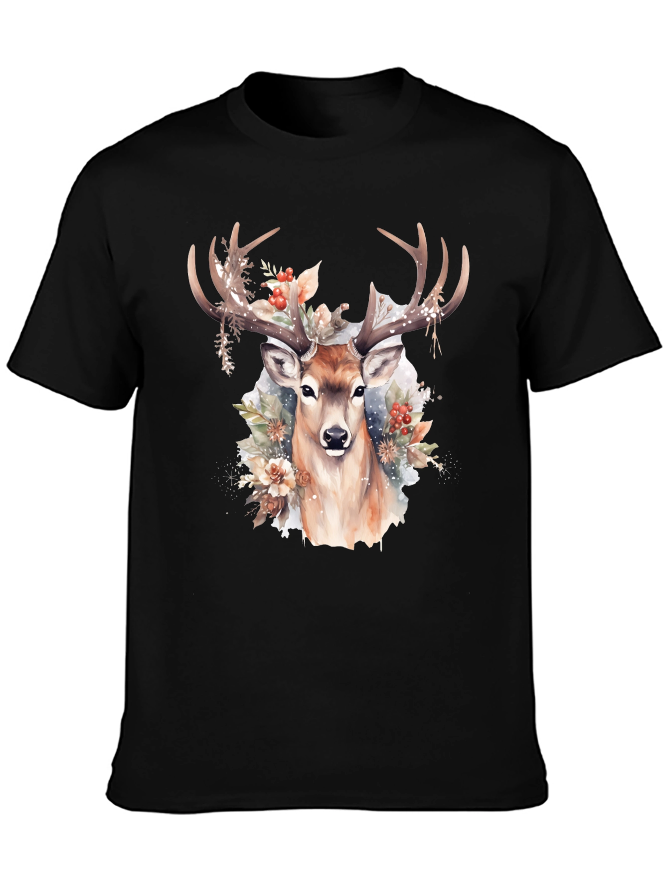 Deer Floral Print T-Shirt
