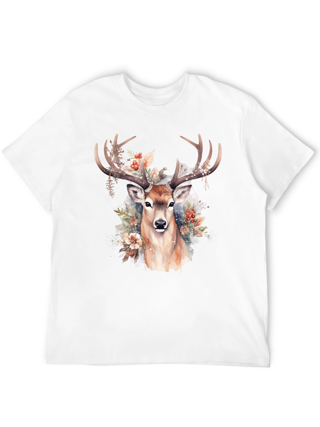 Deer Floral Print T-Shirt