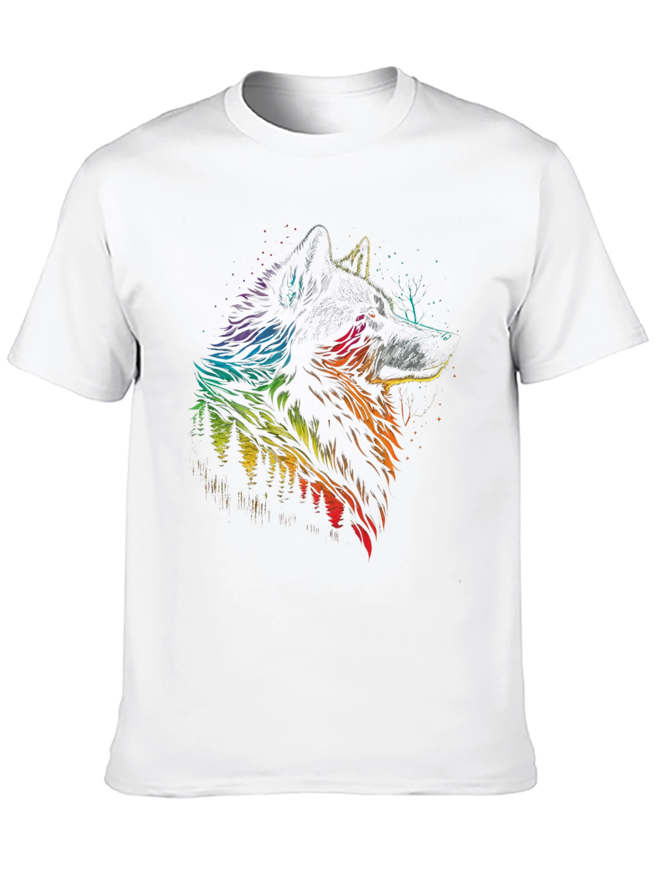 Rainbow Wolf Graphic Black T-Shirt - Mens