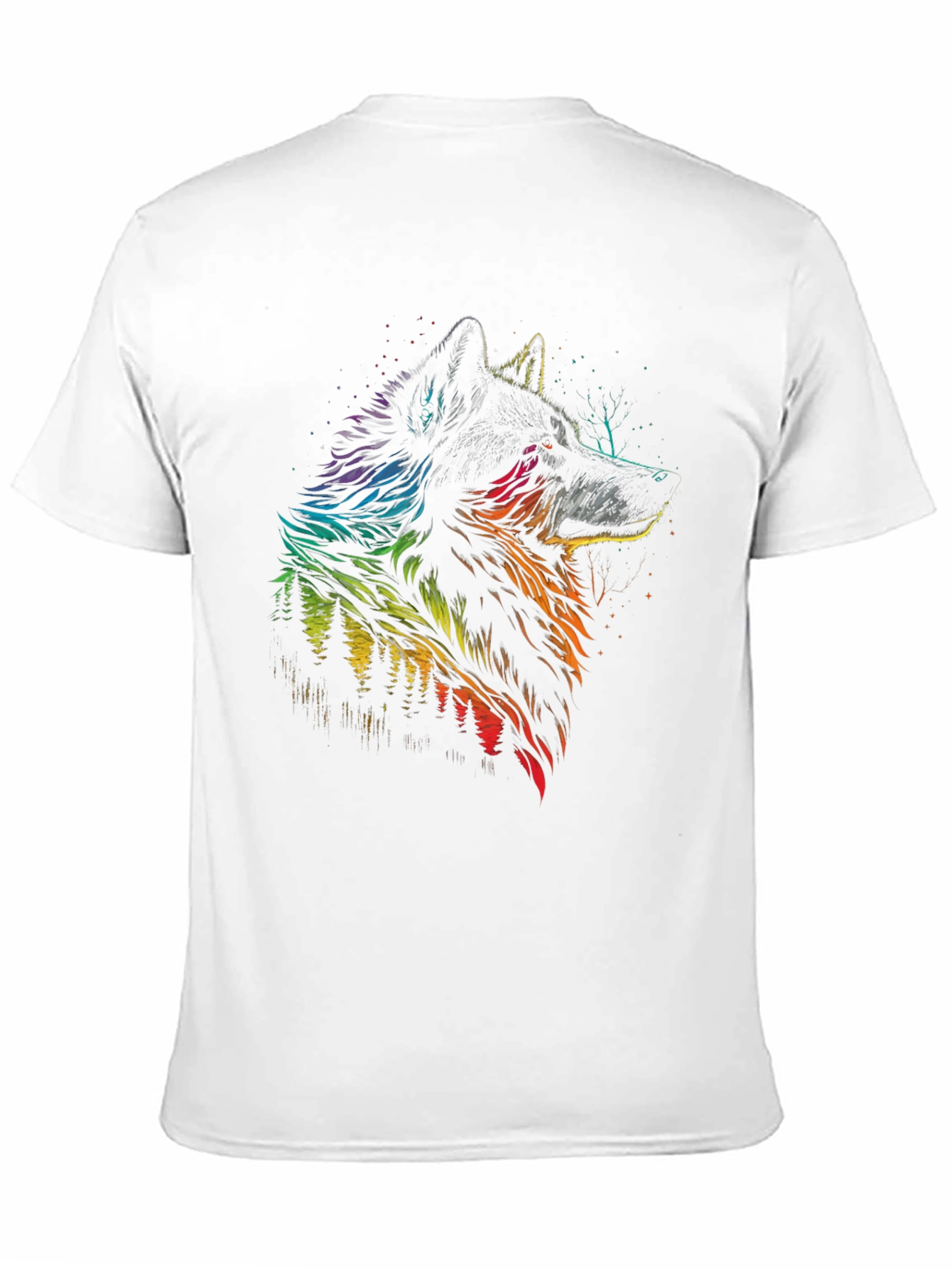 Rainbow Wolf Graphic Black T-Shirt - Mens