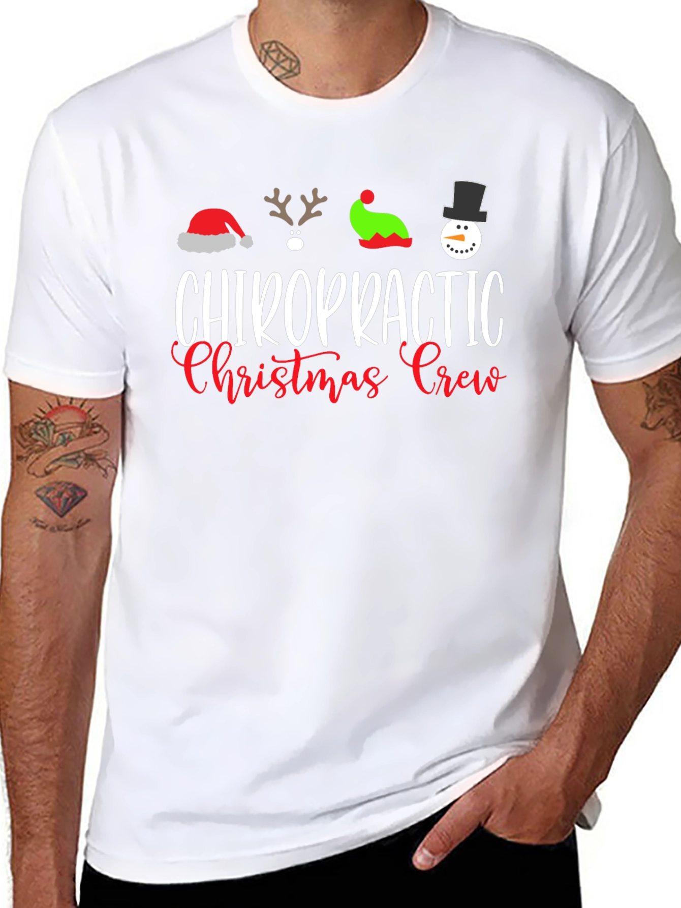 Chiropractic Christmas Crew T-Shirt Holiday
