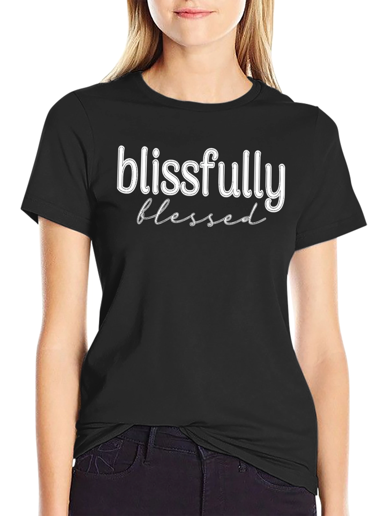 Blissfully Blessed Black Graphic Tee