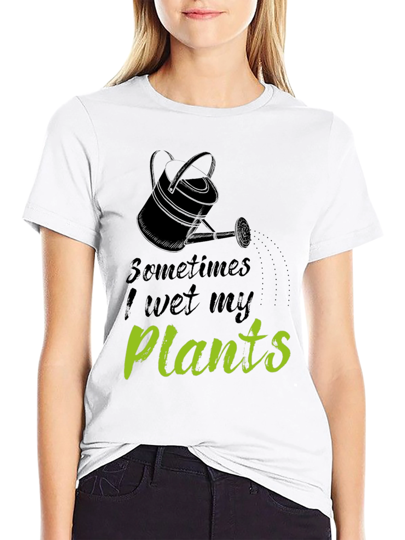 Funny I Wet My Plants Black Graphic T-Shirt