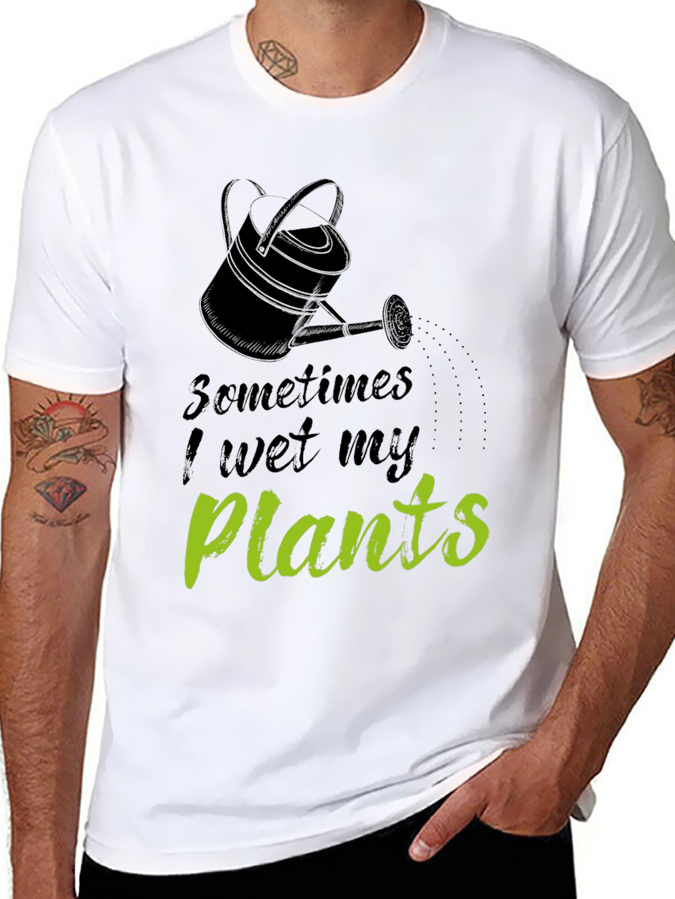 Funny I Wet My Plants Black Graphic T-Shirt