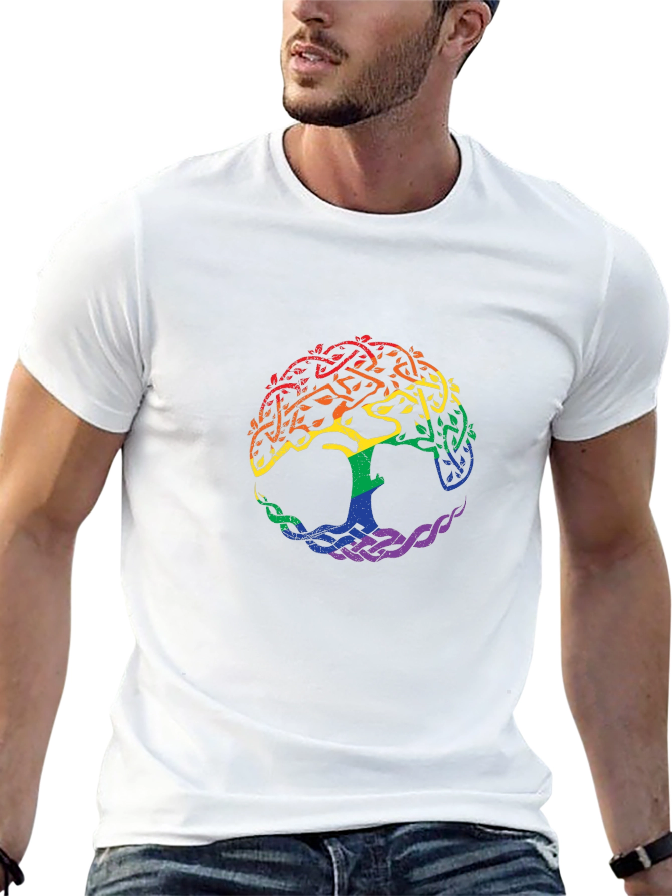 Rainbow Tree of Life Graphic Black T-Shirt