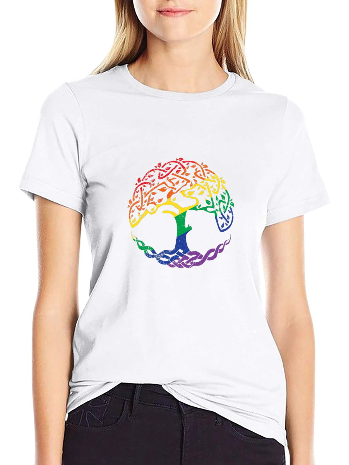 Rainbow Tree of Life Graphic Black T-Shirt