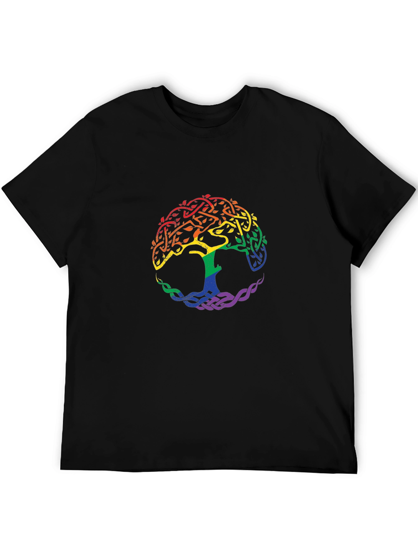 Rainbow Tree of Life Graphic Black T-Shirt