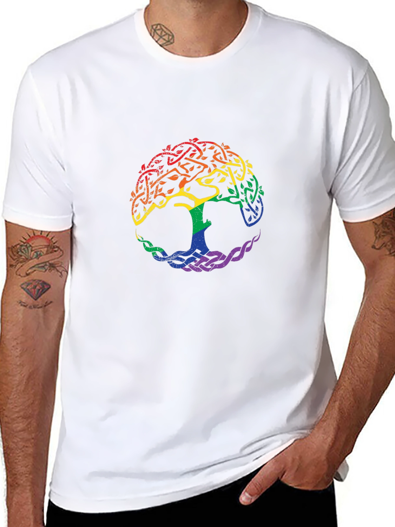 Rainbow Tree of Life Graphic Black T-Shirt