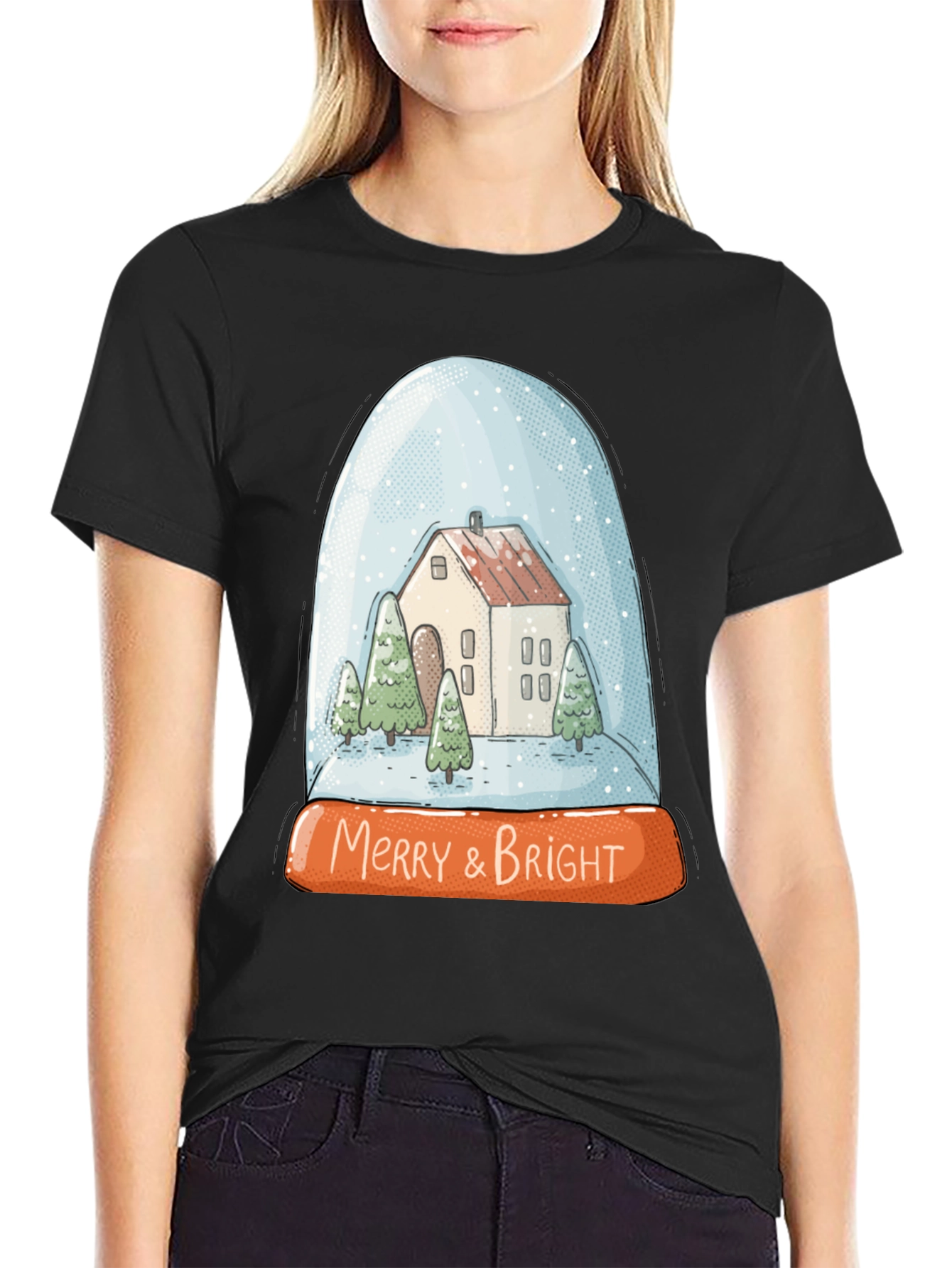 Merry & Bright Snow Globe Holiday T-Shirt