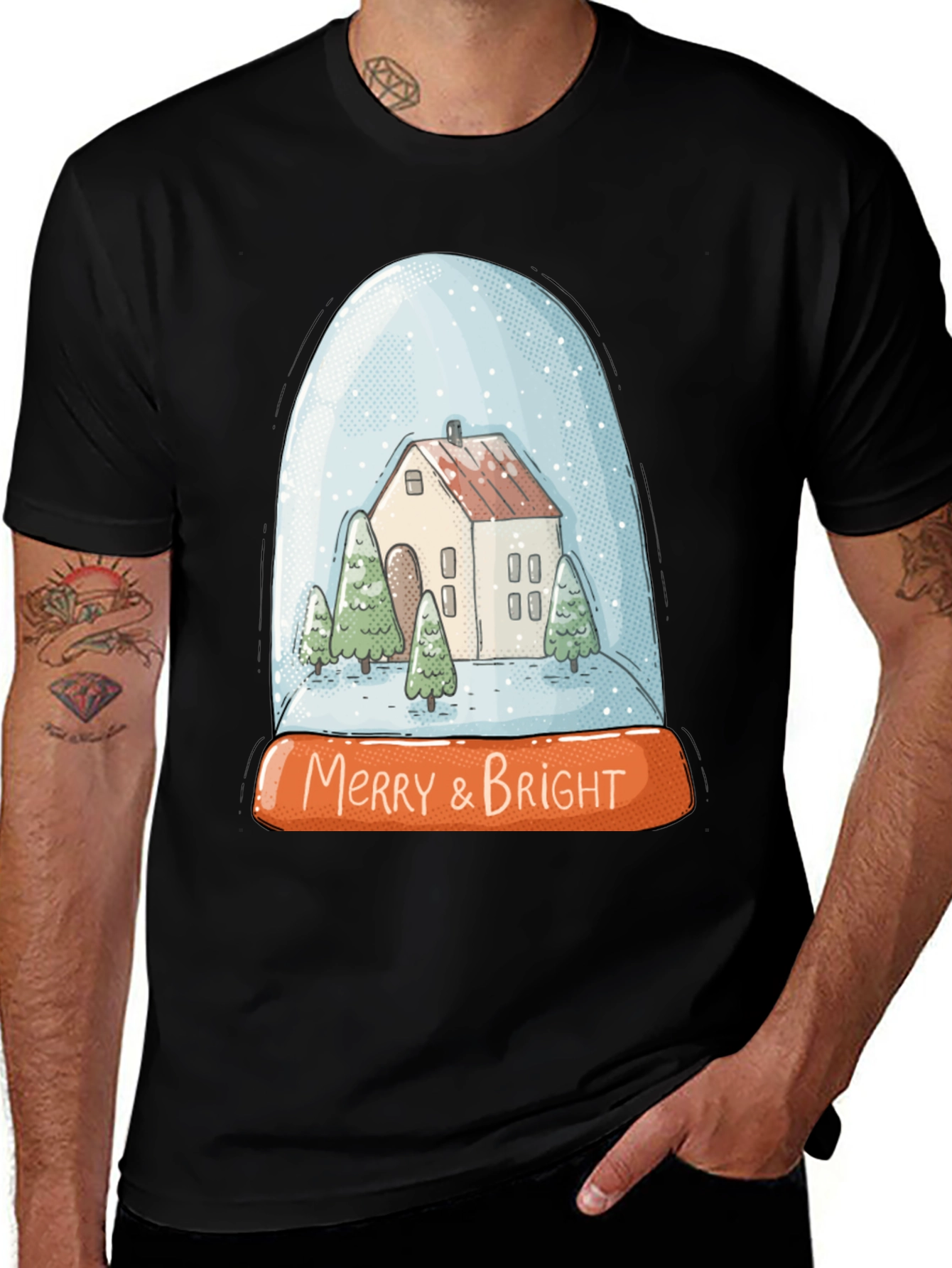 Merry & Bright Snow Globe Holiday T-Shirt