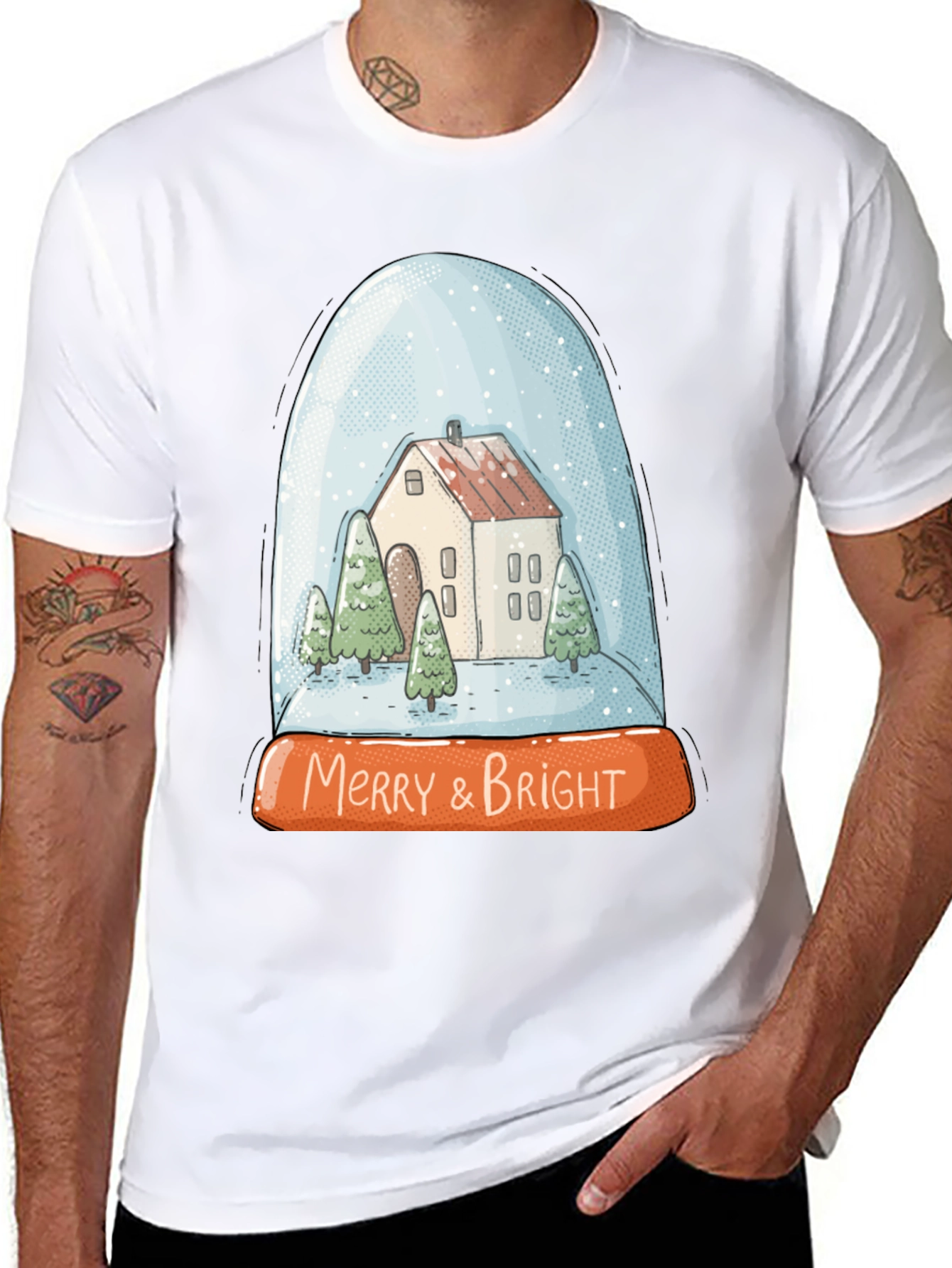 Merry & Bright Snow Globe Holiday T-Shirt
