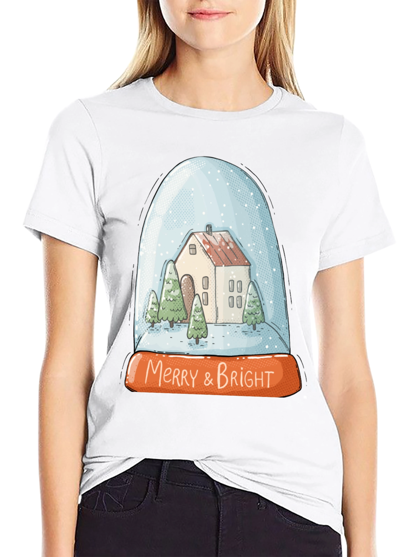 Merry & Bright Snow Globe Holiday T-Shirt
