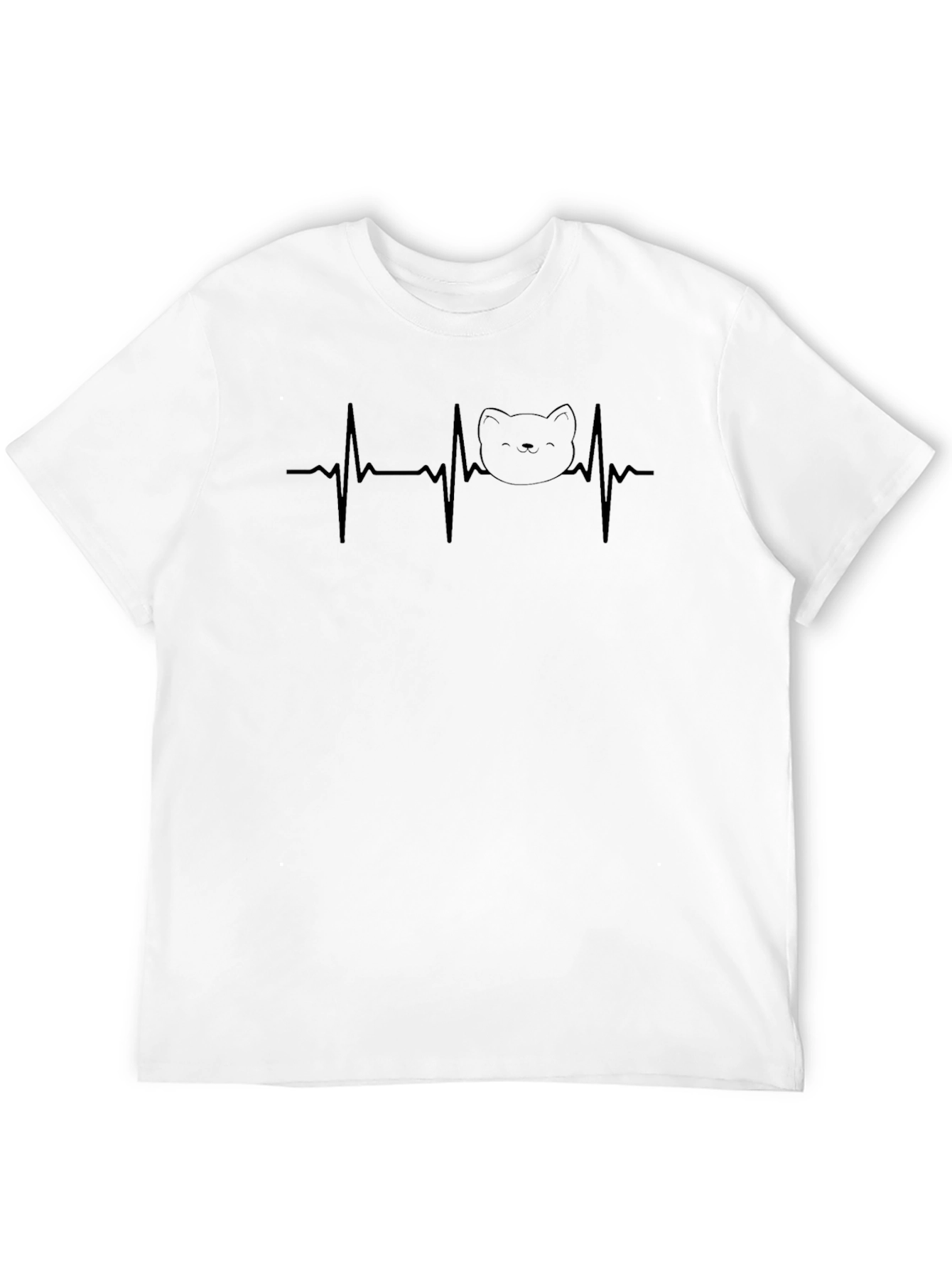 Cat Heartbeat T-Shirt - Black