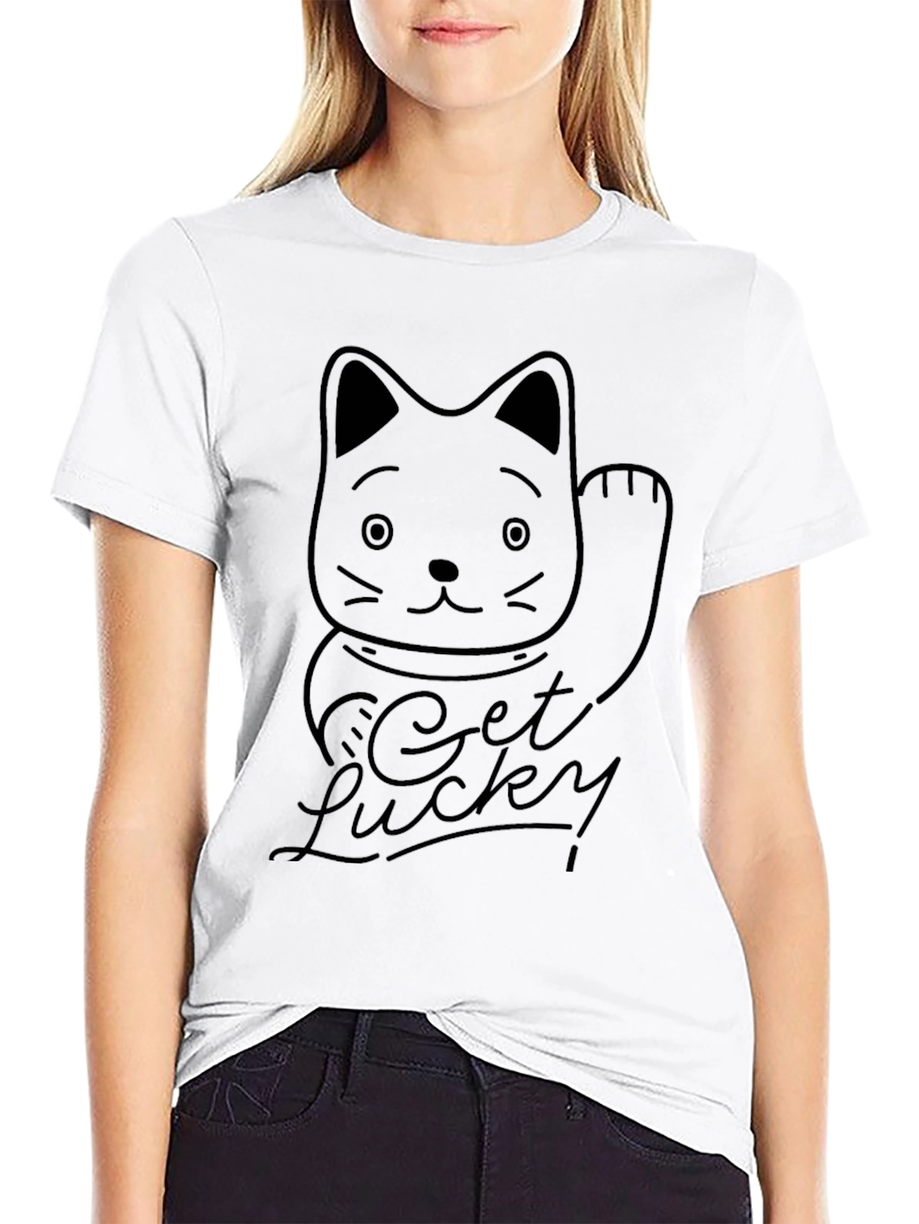 Get Lucky Maneki Neko Graphic Tee - Black
