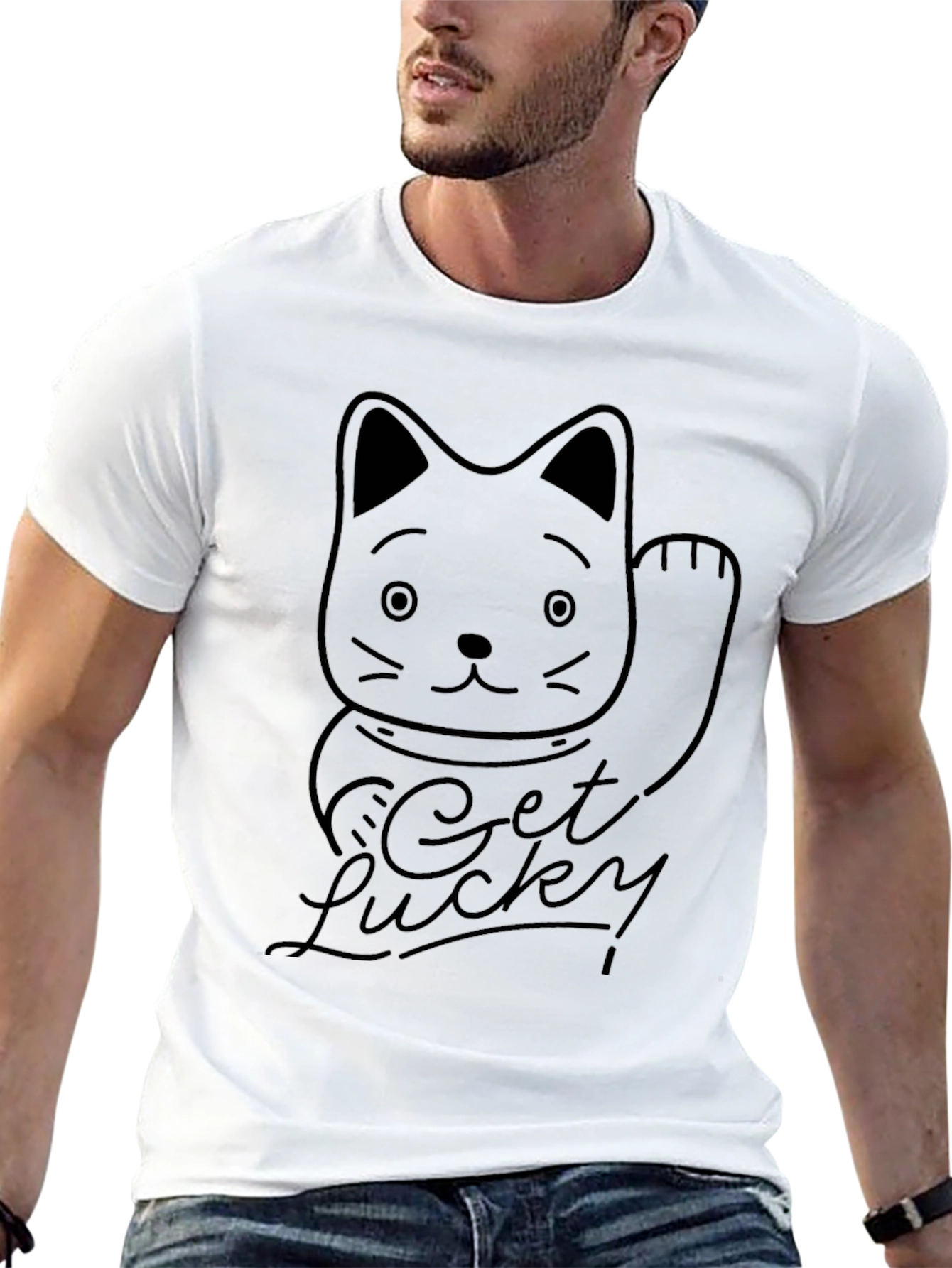 Get Lucky Maneki Neko Graphic Tee - Black
