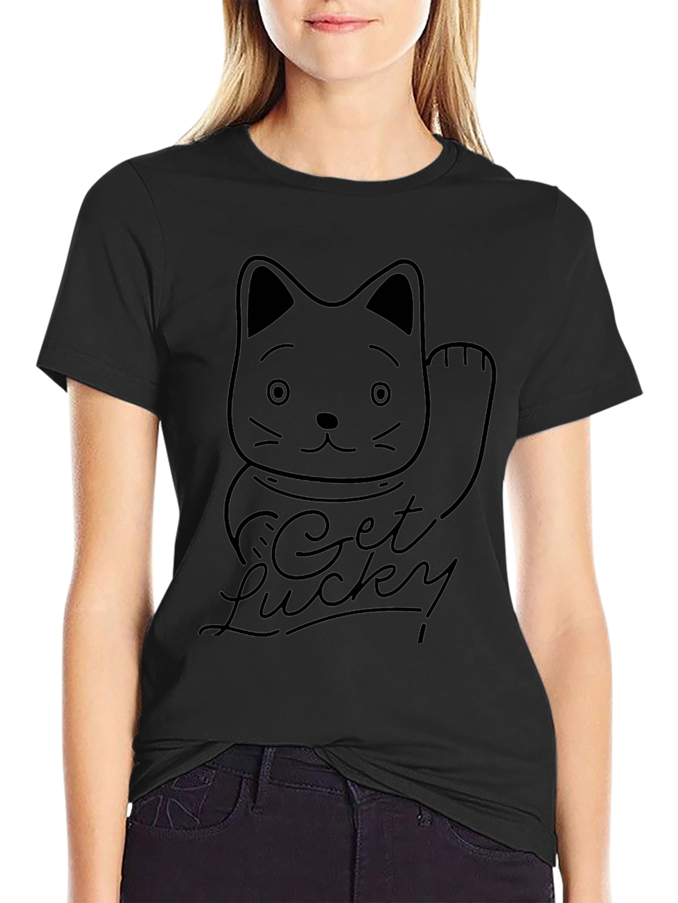 Get Lucky Maneki Neko Graphic Tee - Black