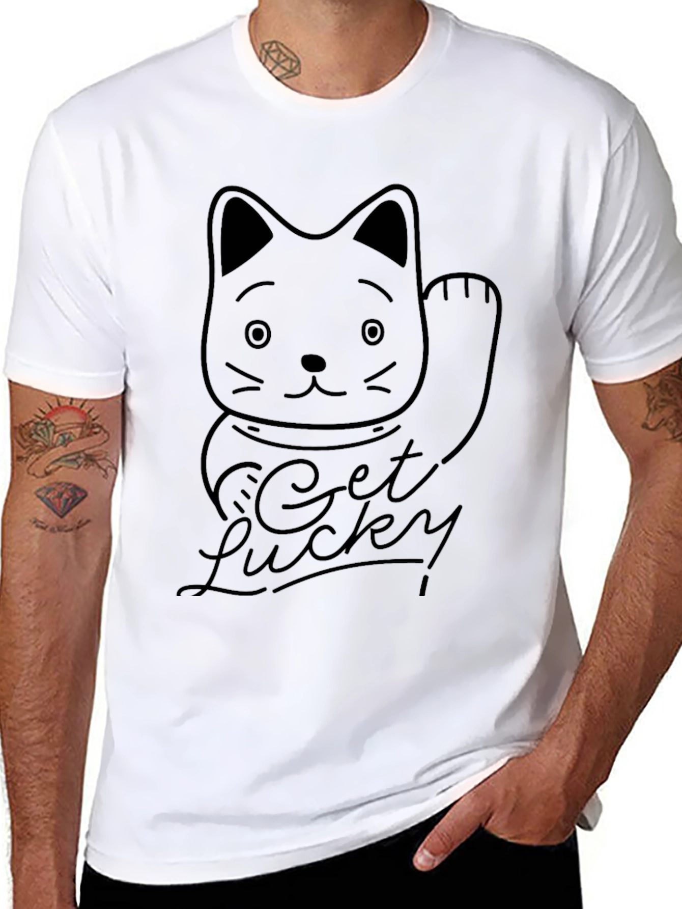 Get Lucky Maneki Neko Graphic Tee - Black