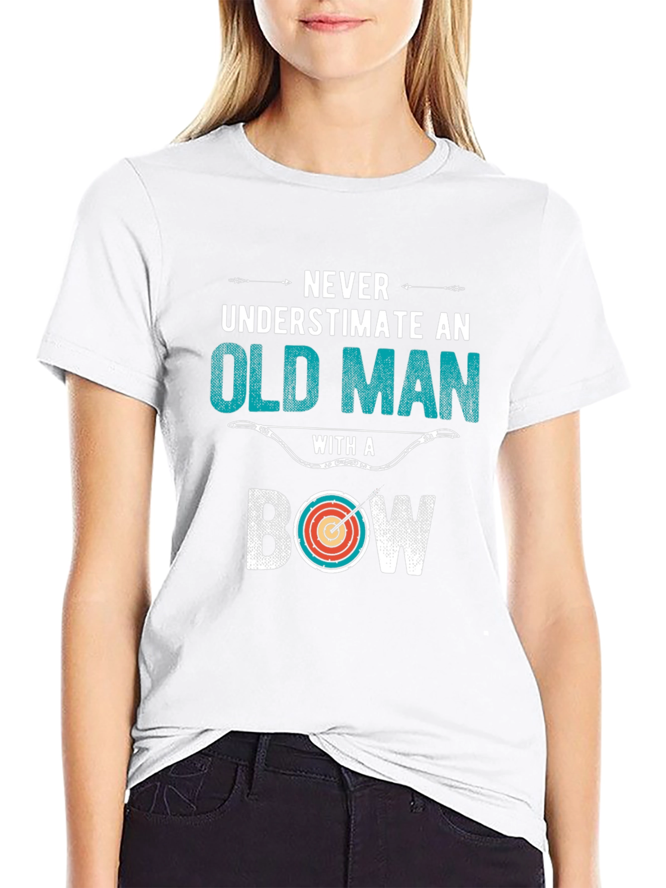 Never Underestimate Old Man Bow T-Shirt