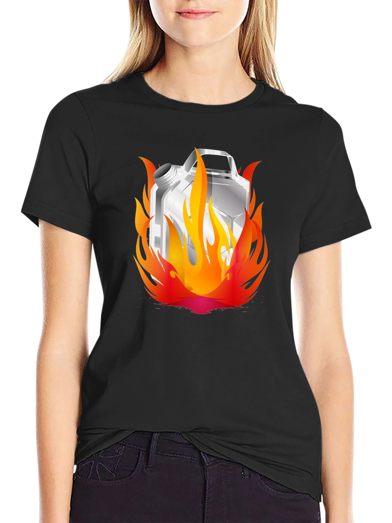 Flaming Gas Can Black T-Shirt - Hot Style!