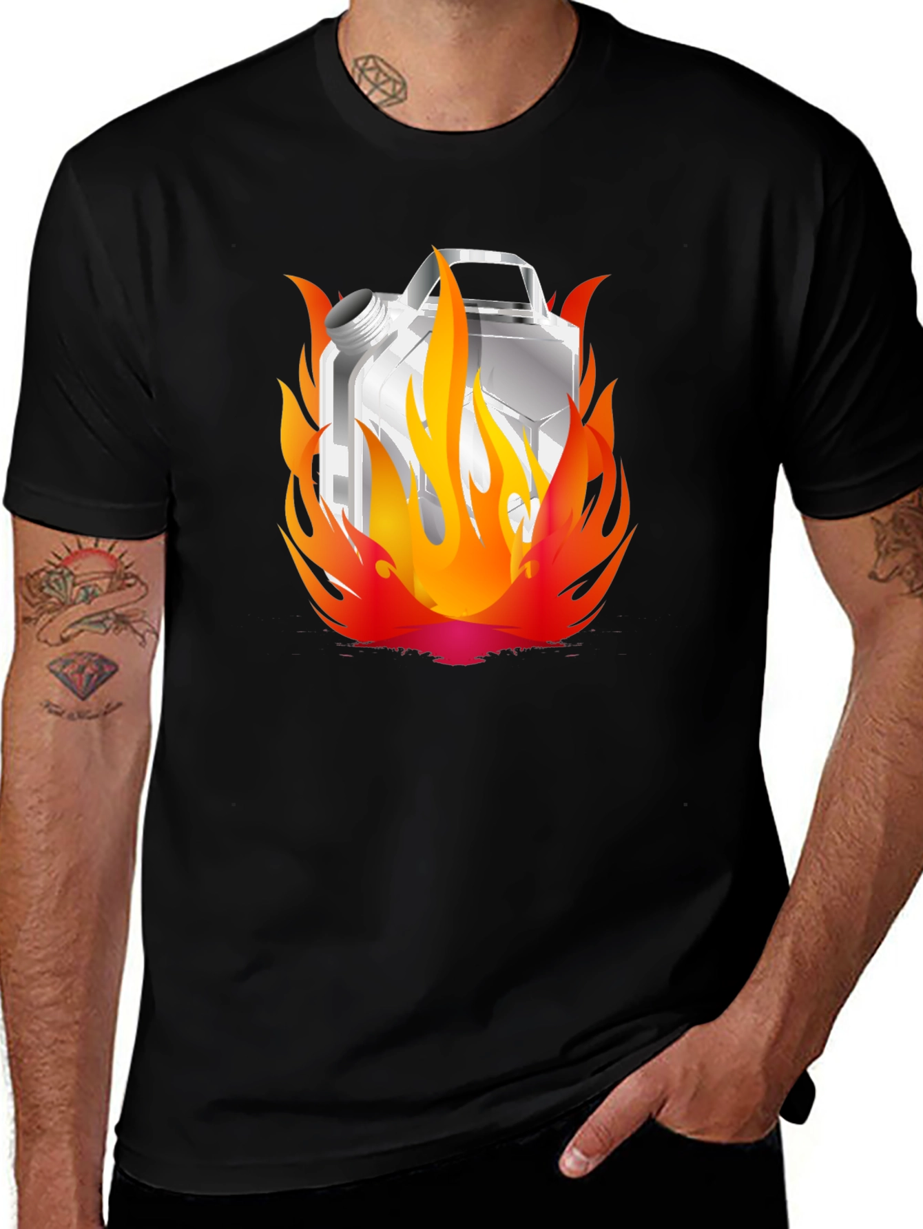 Flaming Gas Can Black T-Shirt - Hot Style!