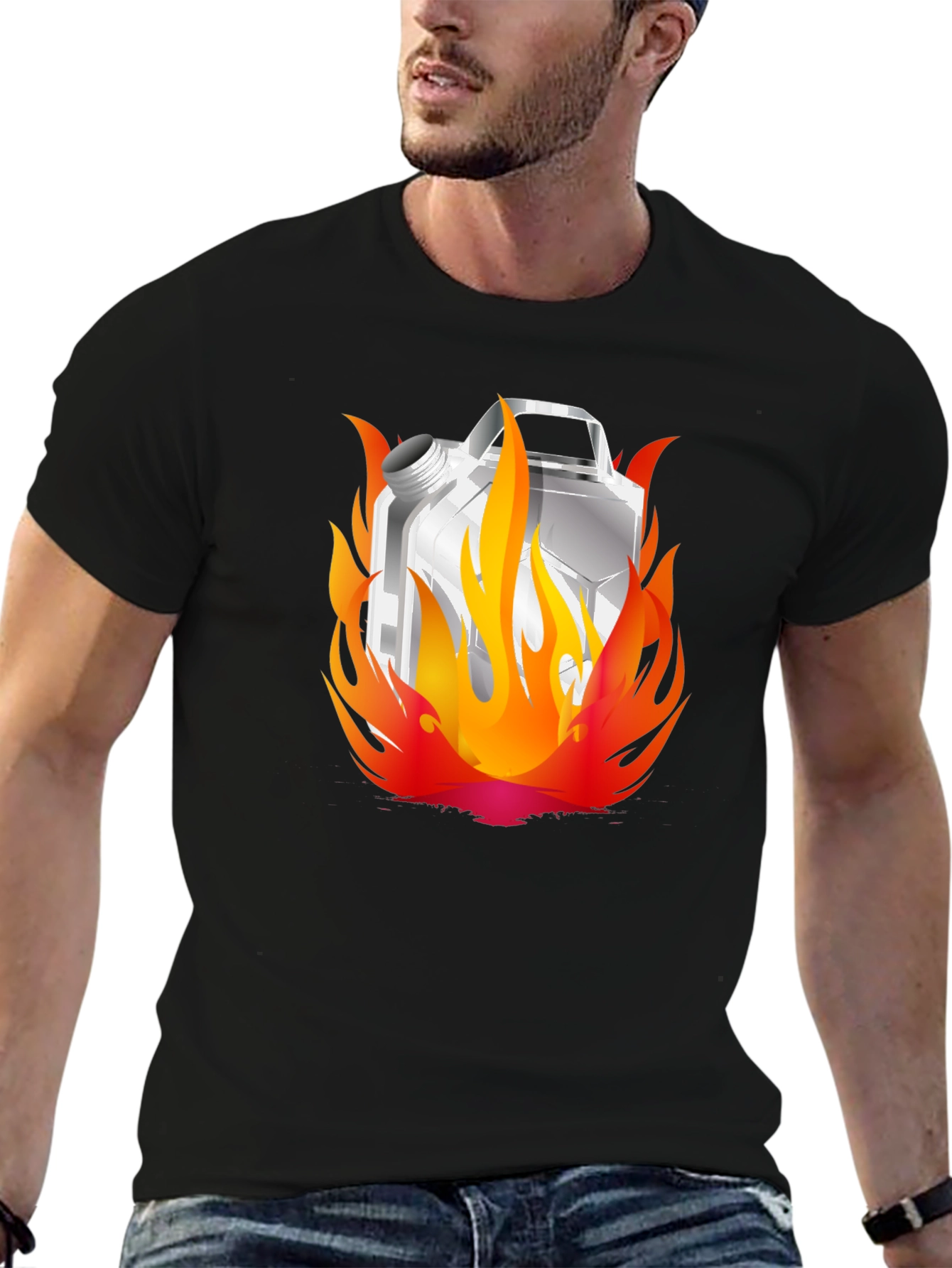 Flaming Gas Can Black T-Shirt - Hot Style!