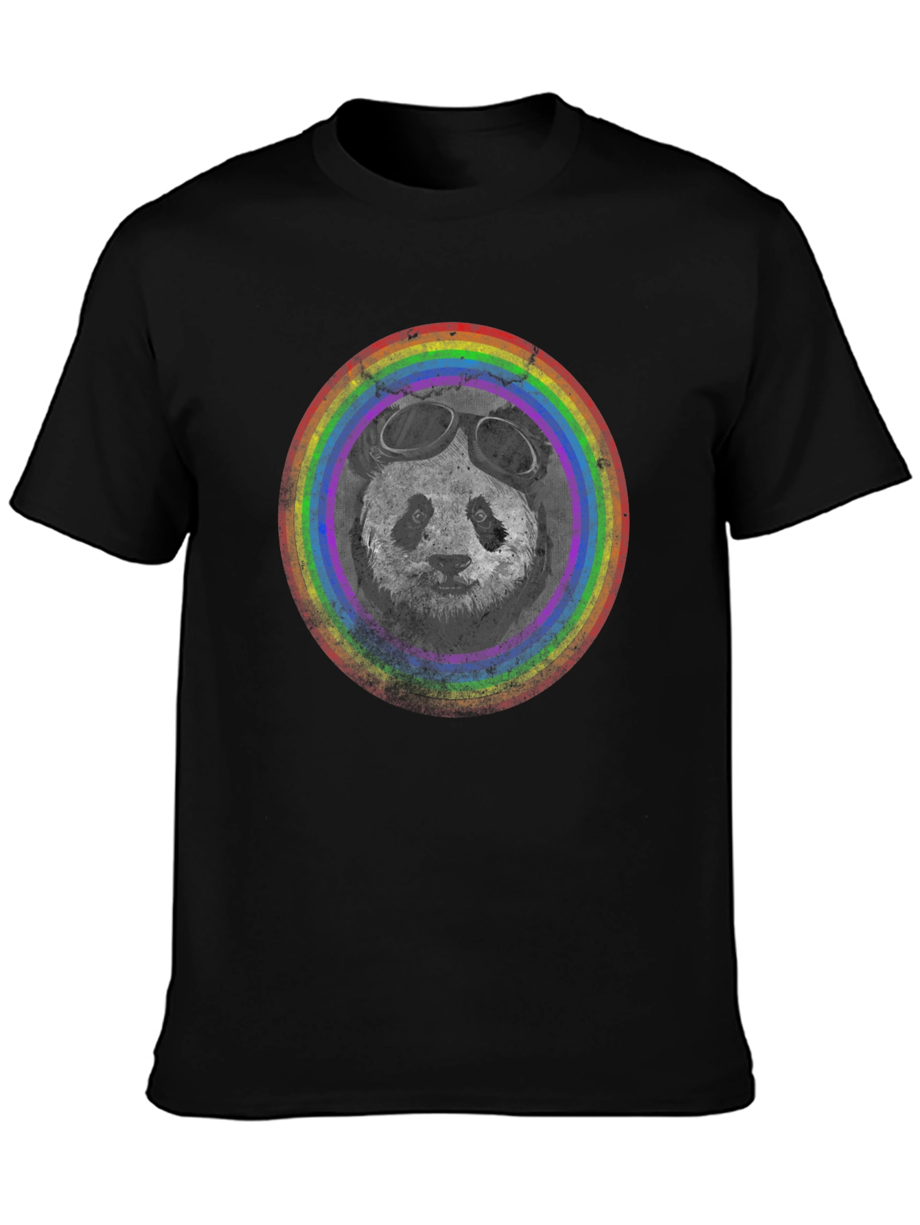 Panda Pilot T-Shirt - Rainbow Circle Design