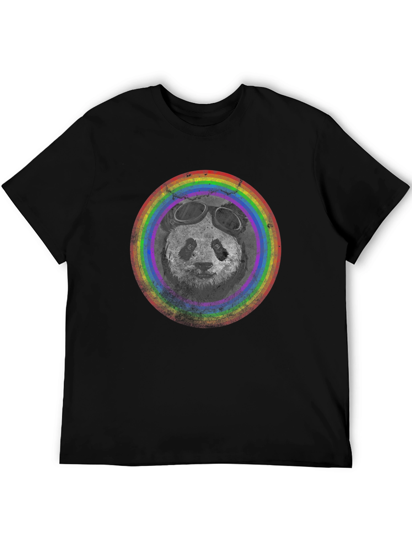 Panda Pilot T-Shirt - Rainbow Circle Design