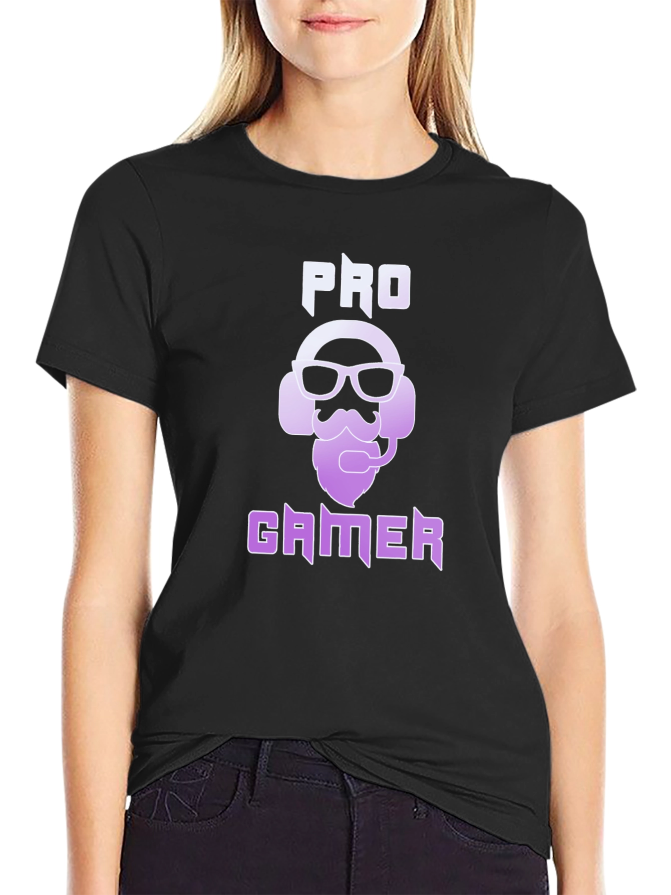 Pro Gamer Black T-Shirt - Gaming Headset Beard Design