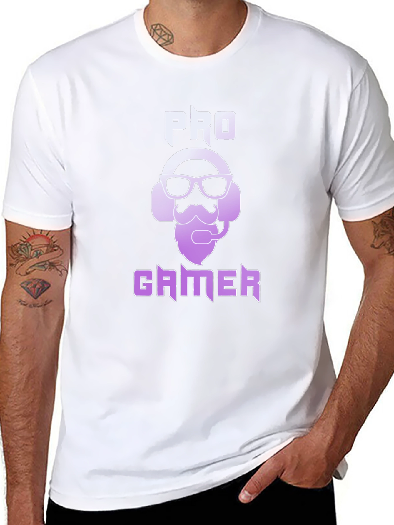 Pro Gamer Black T-Shirt - Gaming Headset Beard Design