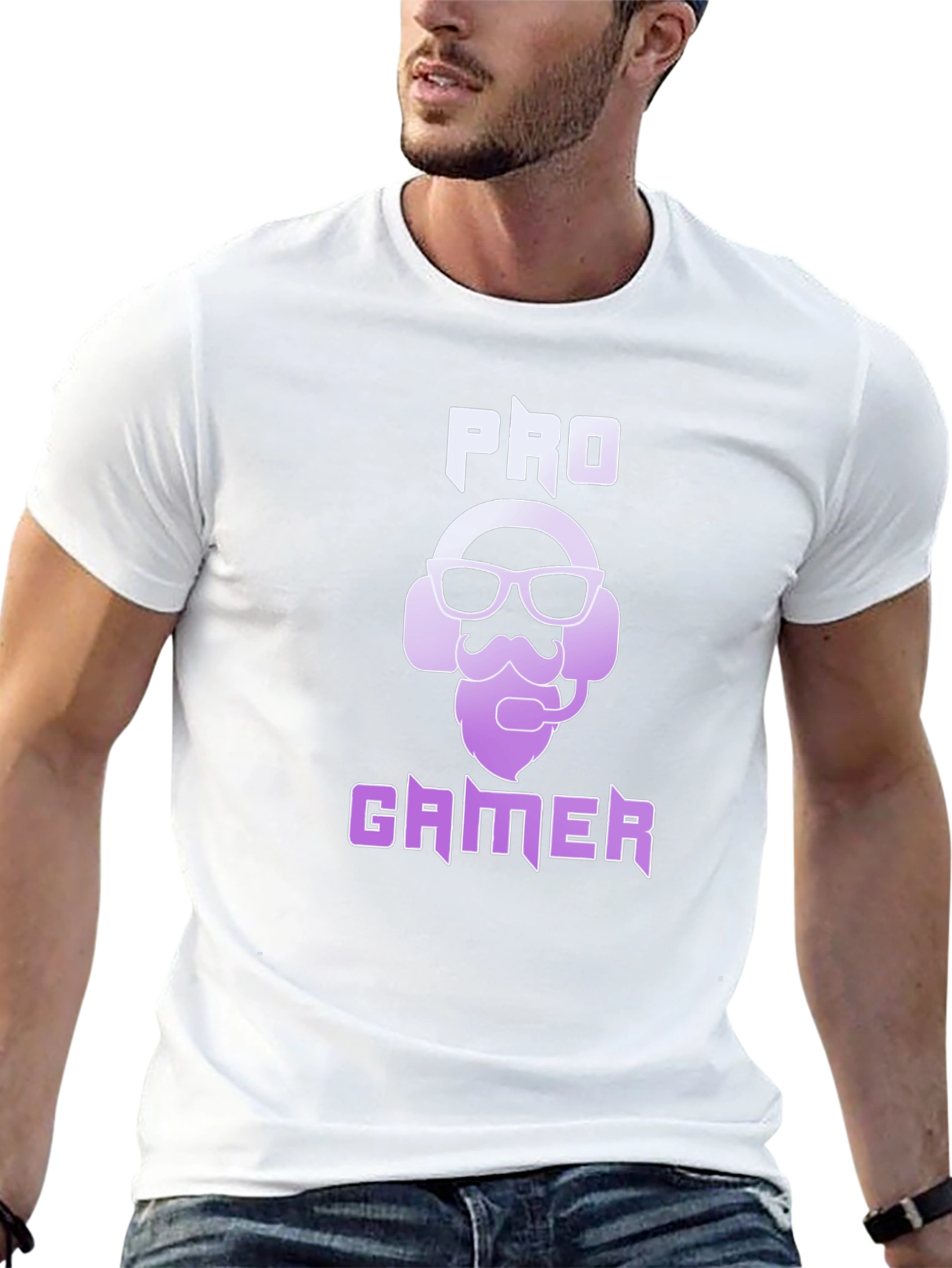 Pro Gamer Black T-Shirt - Gaming Headset Beard Design