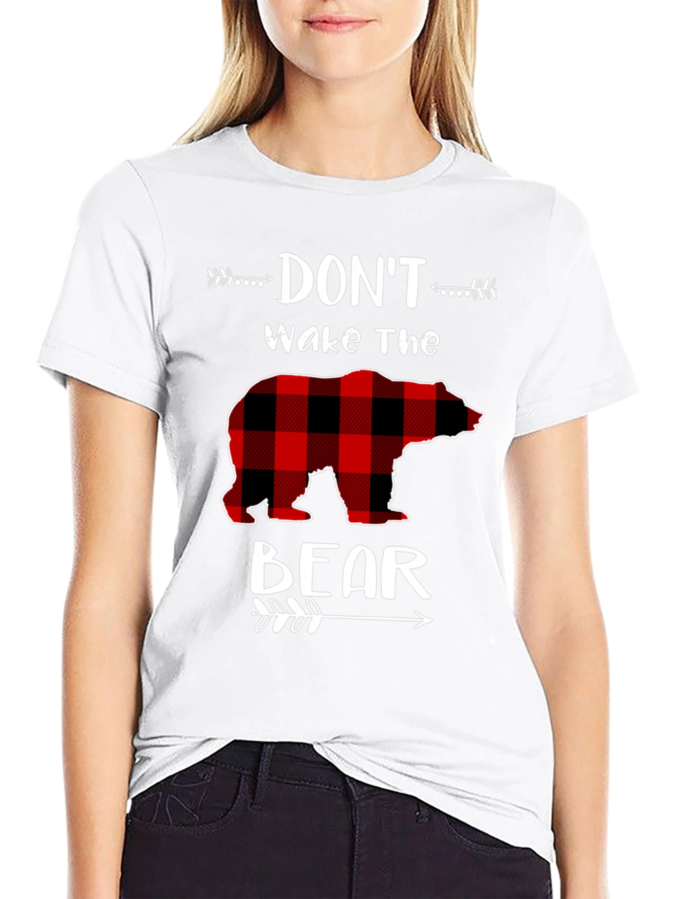 Dont Wake The Bear Plaid Graphic Tee