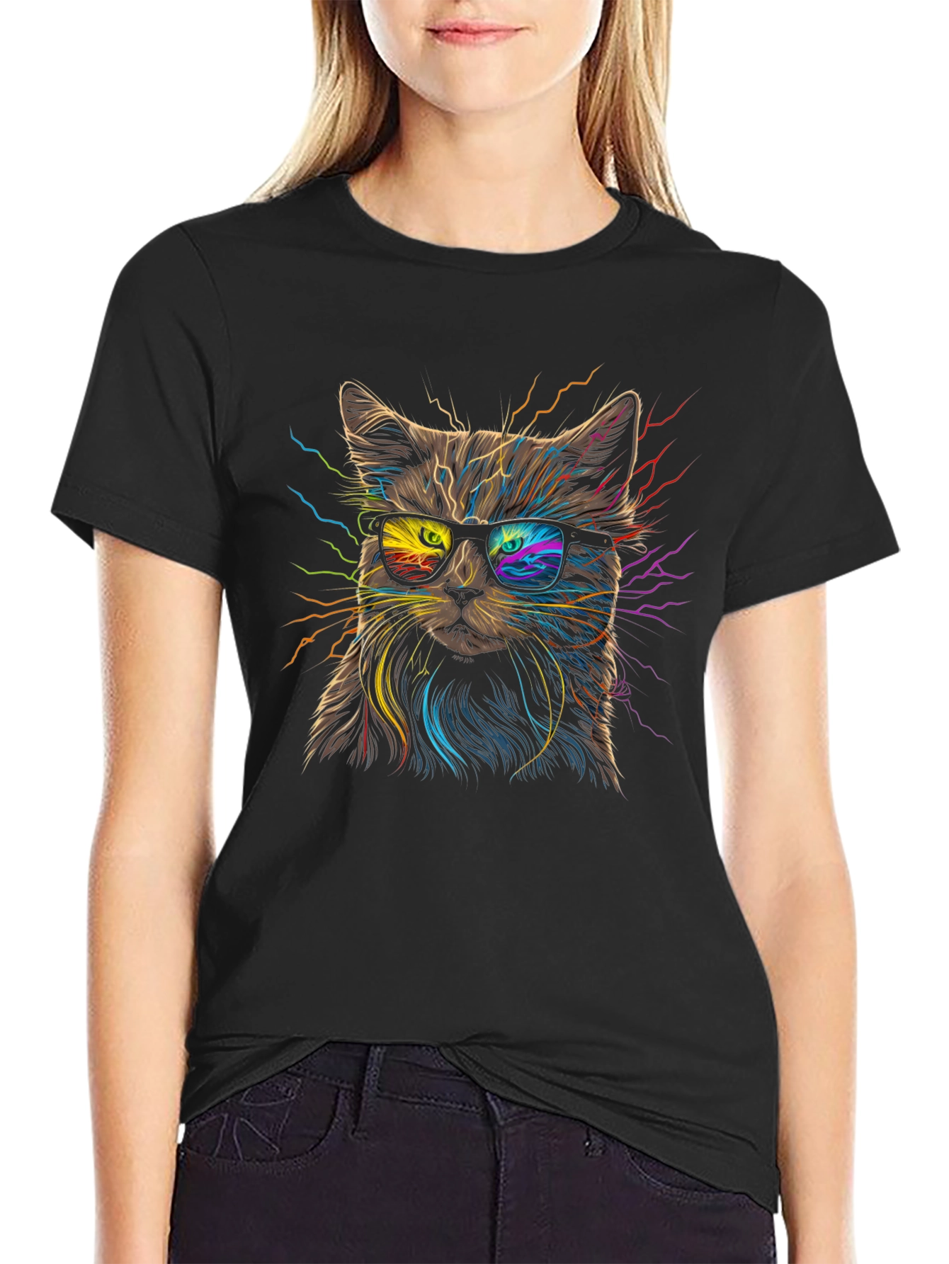 Cool Cat Graphic Tee - Funky Feline Fashion